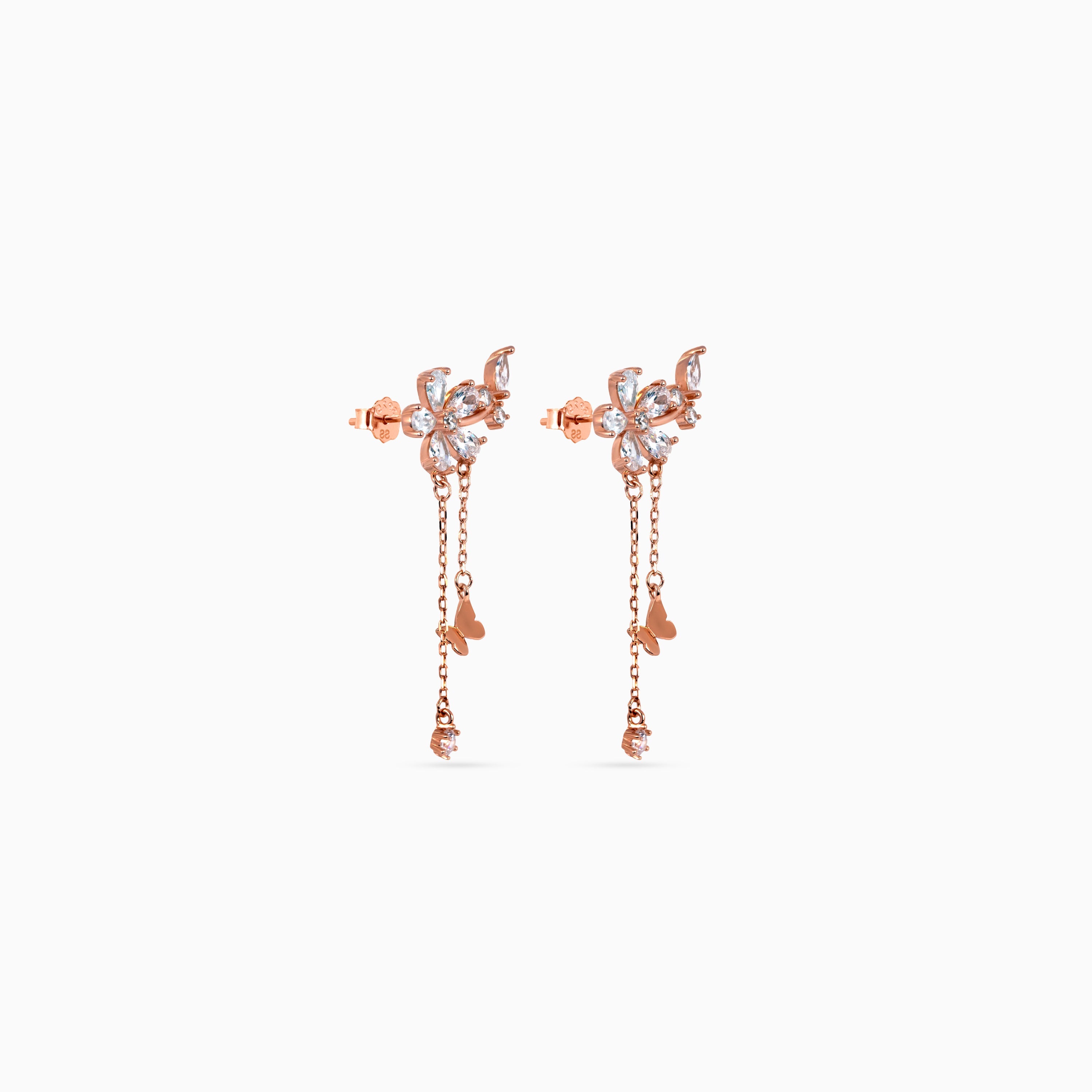 Rose gold Butterfly Bloom Chain Drops