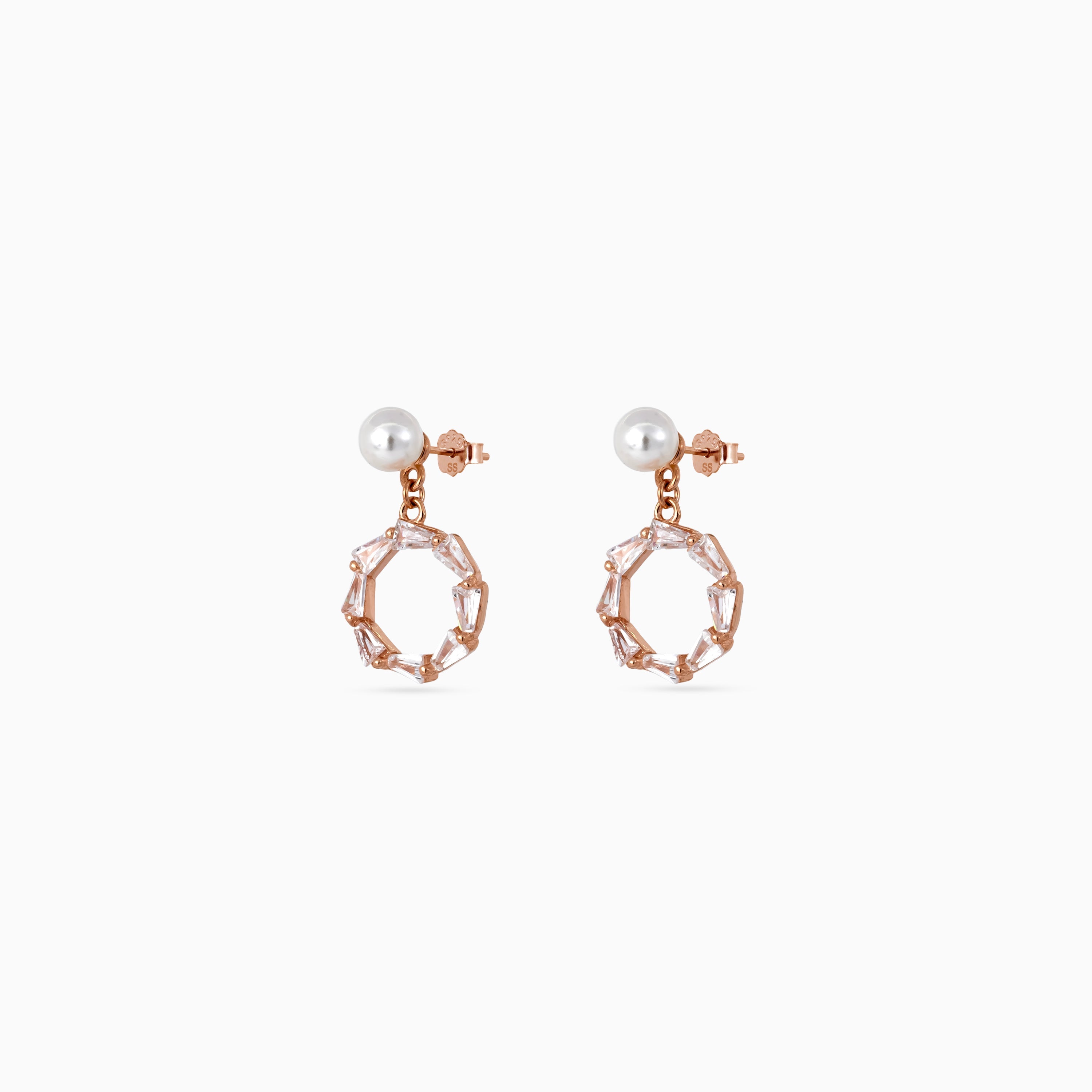 Pearl Octagon Drop Studs