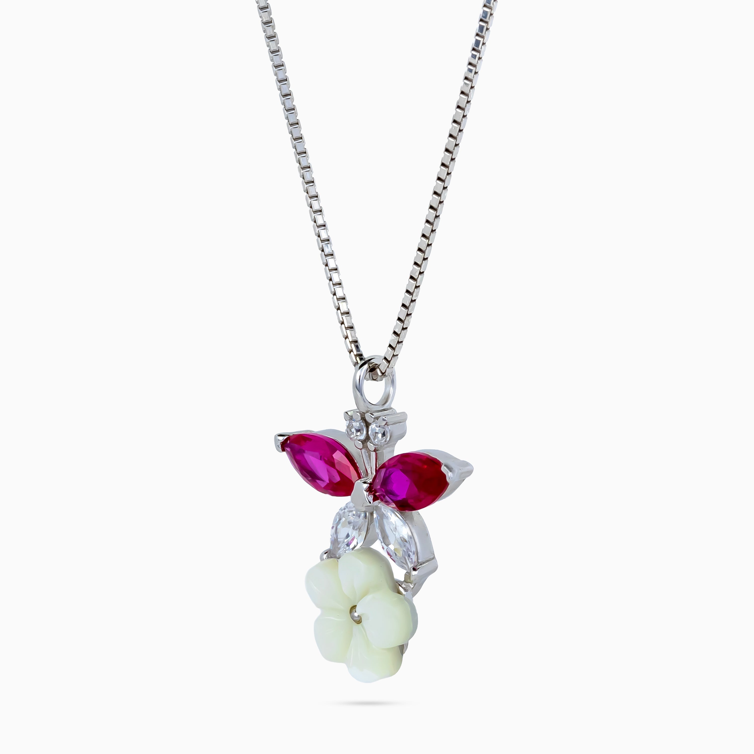 Fuchsia Wing Blossom Pendant Set