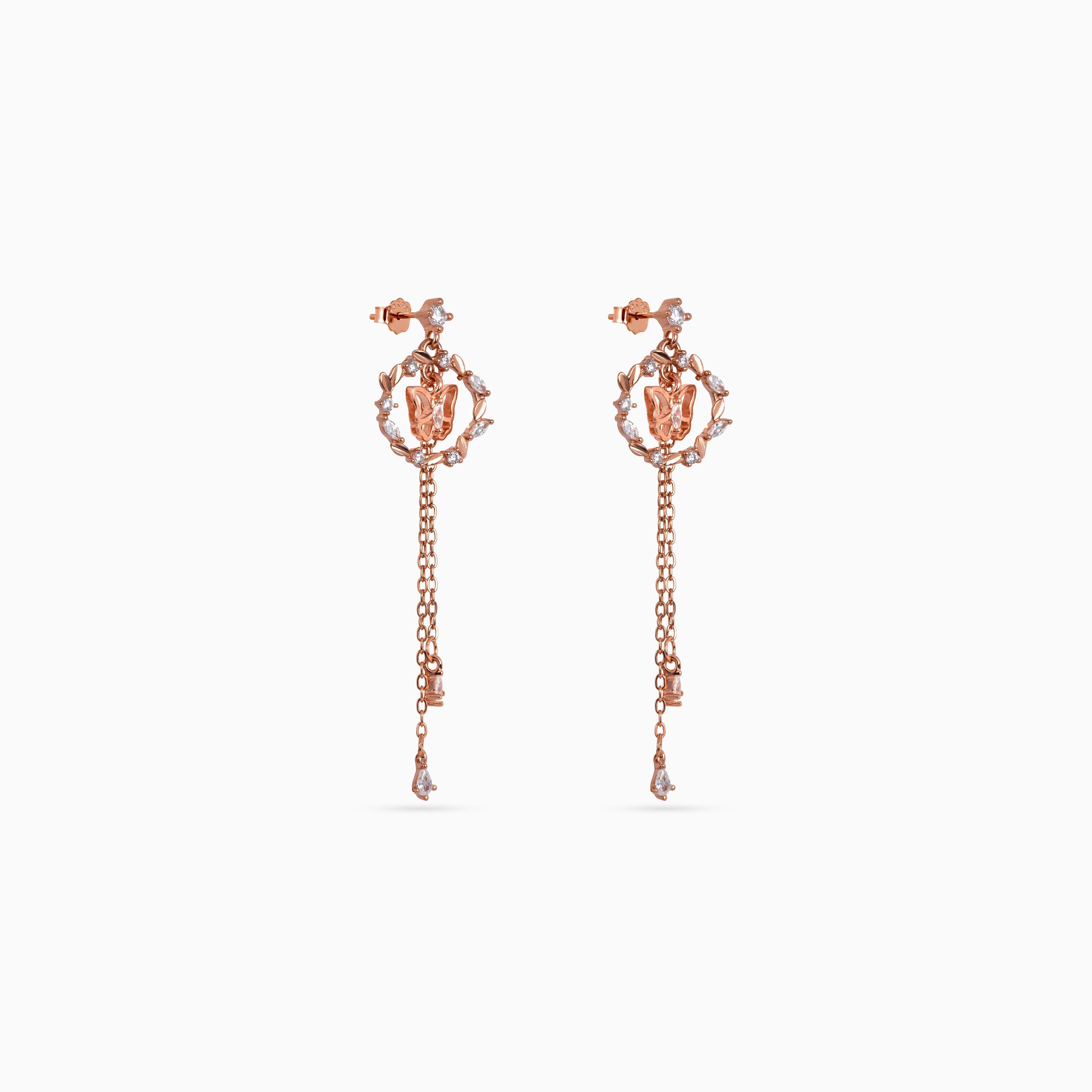 Rose gold Butterfly Wreath Chain Drops