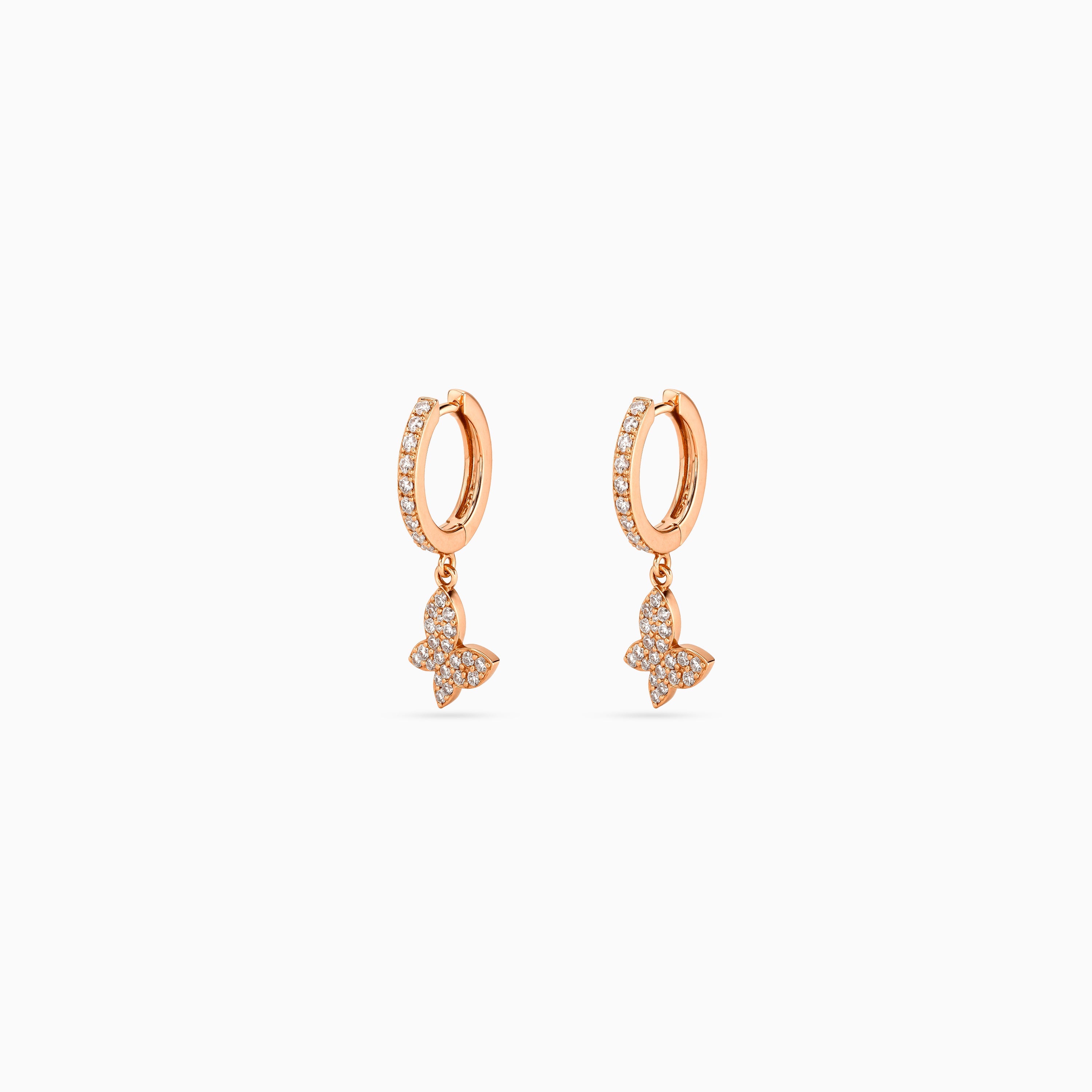 Rose Gold Butterfly Pavé Huggie Drops