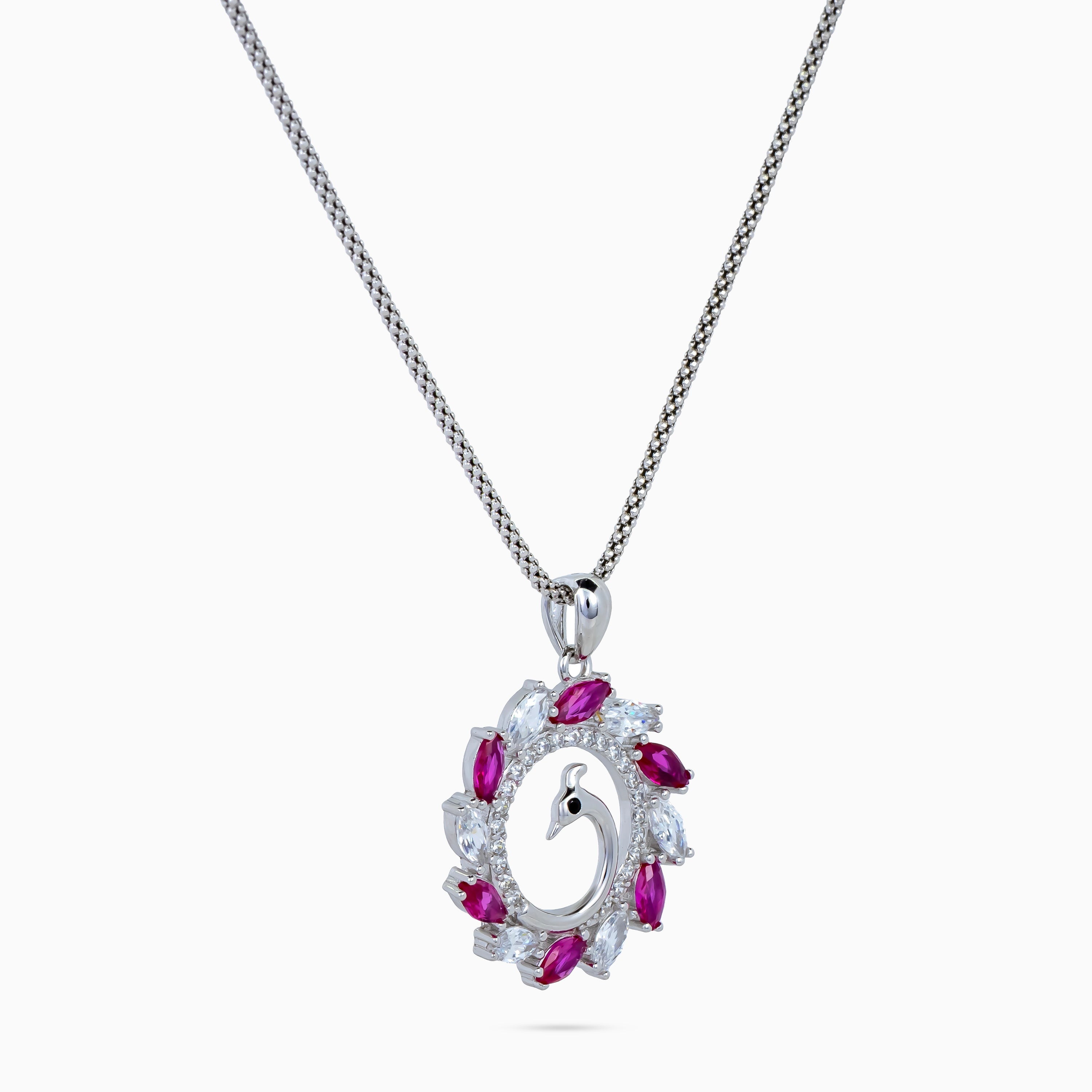 Peacock Ruby Wreath Pendant Set