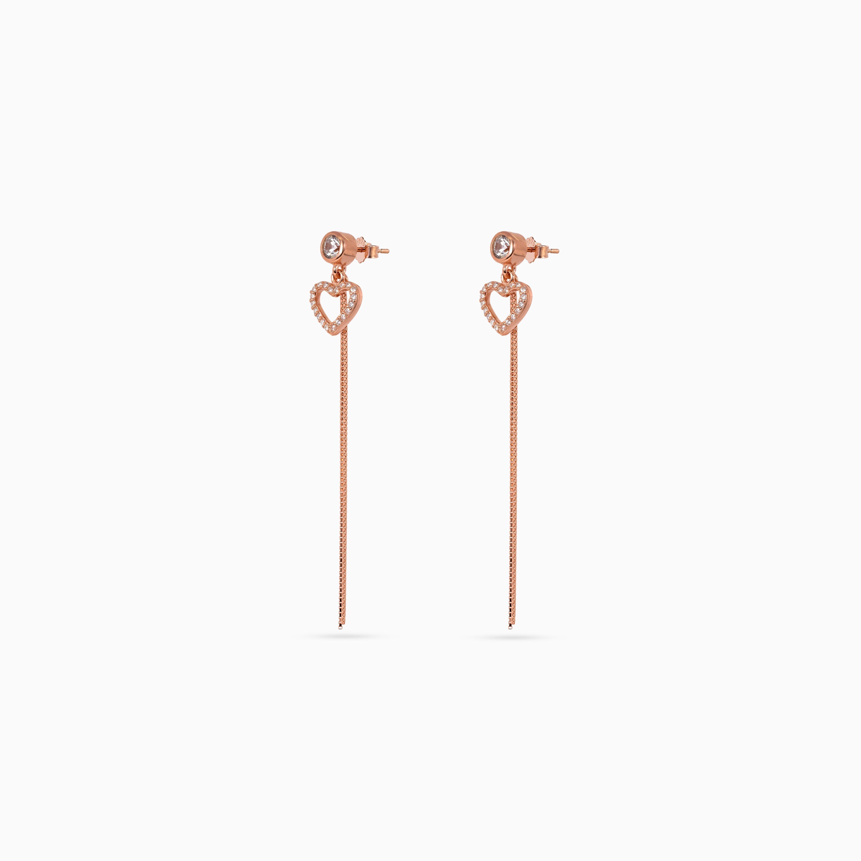 Rose gold Pavé Heart Chain Drops