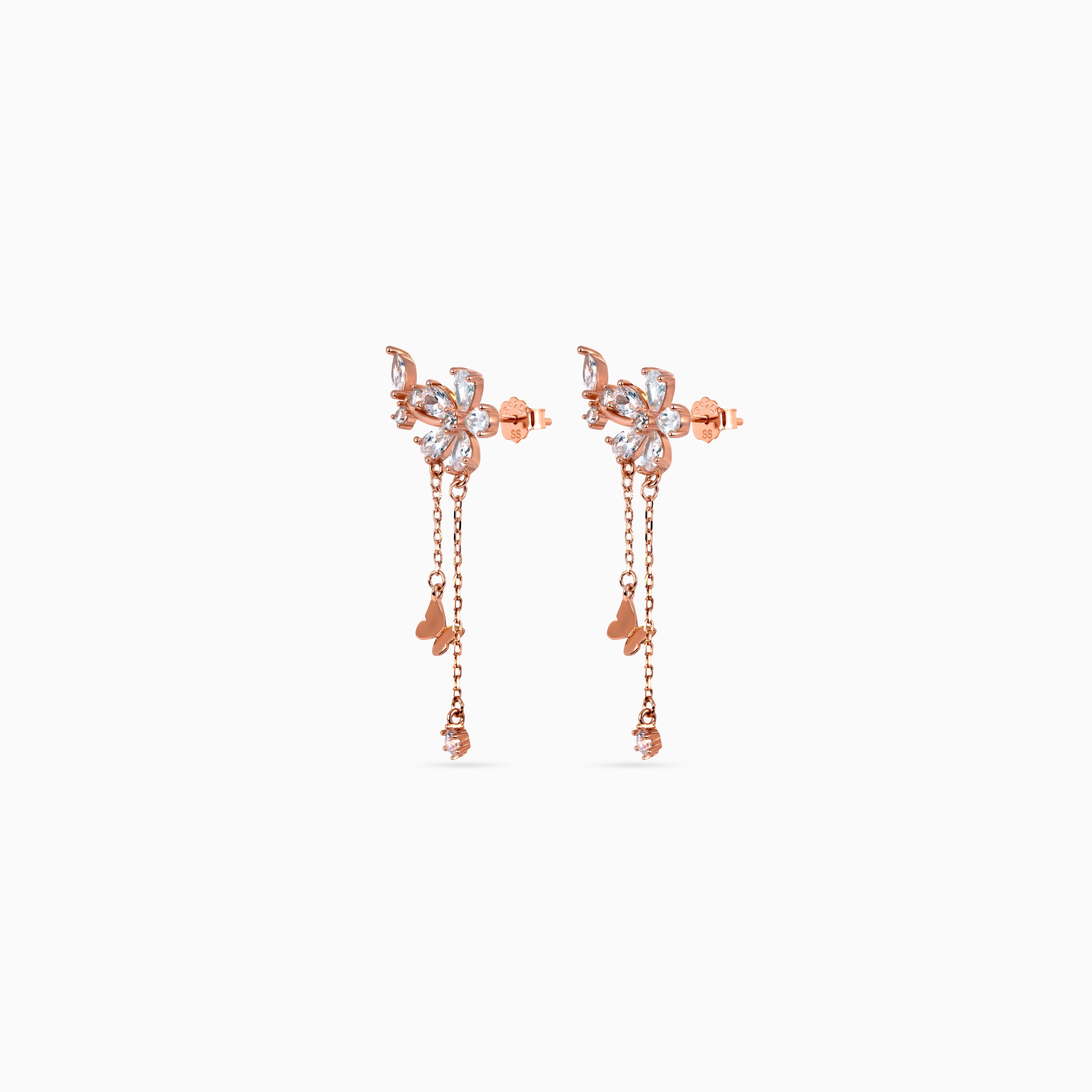 Rose gold Butterfly Bloom Chain Drops