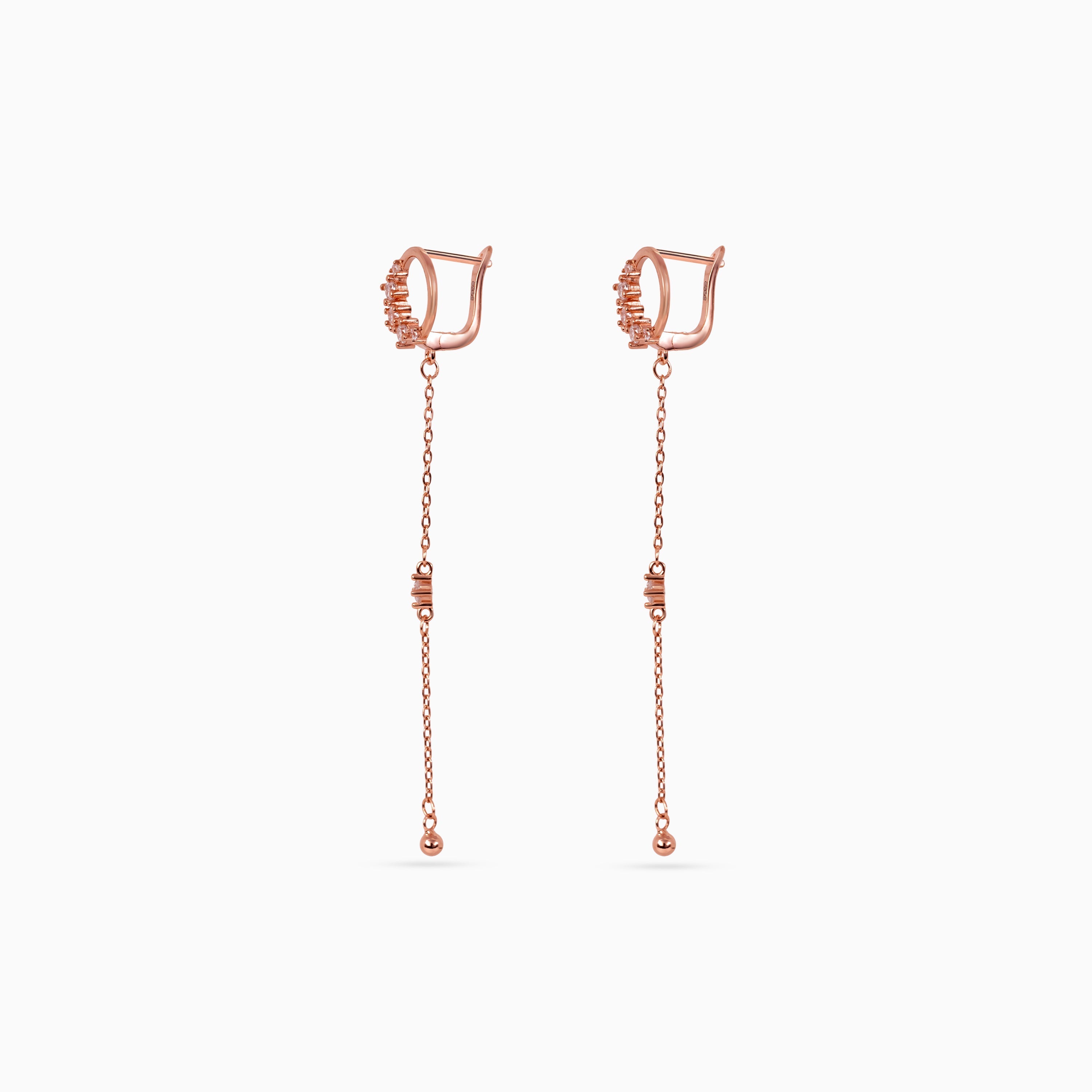 Rose gold Cluster Cascade Huggies