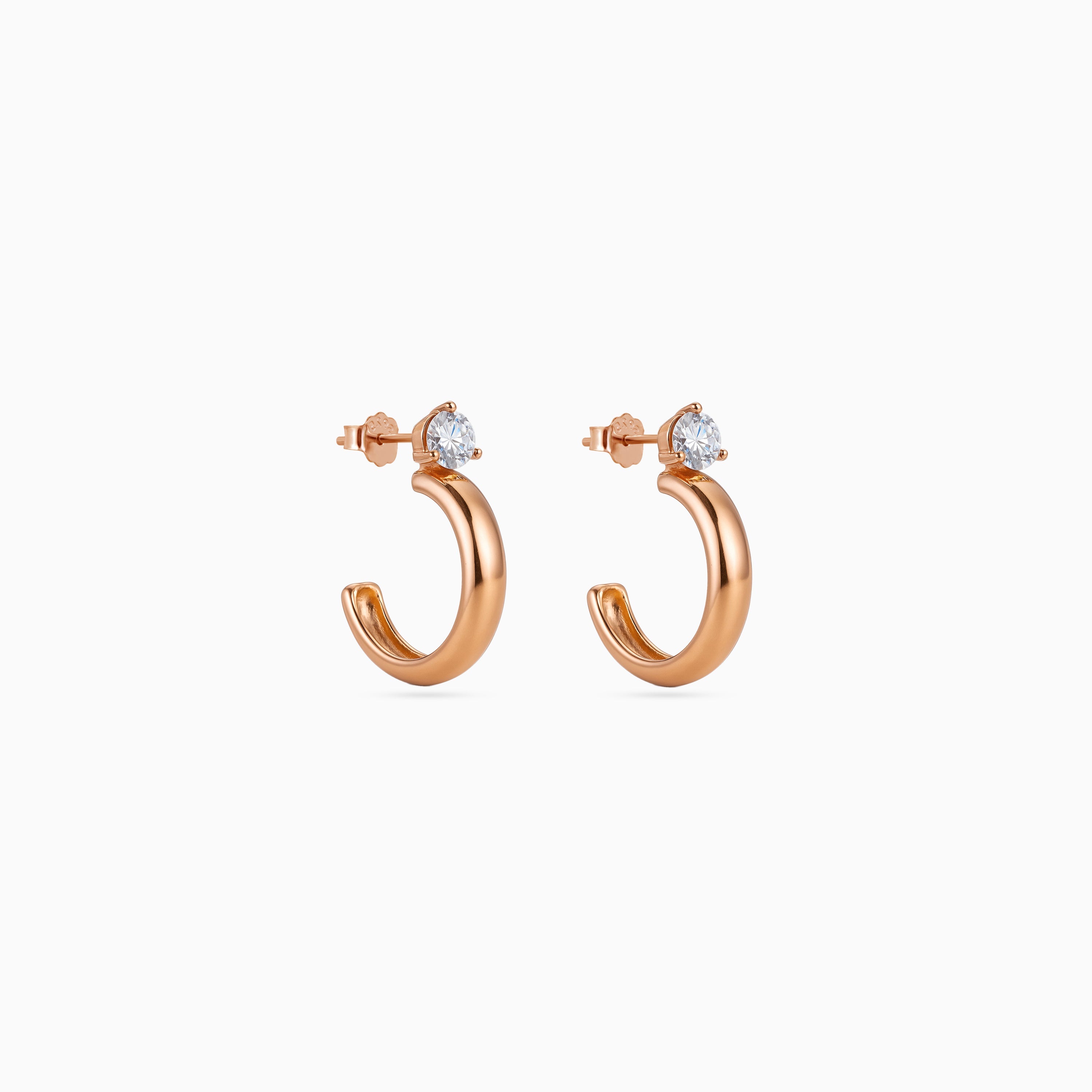Rose gold Solitaire Dome Huggies