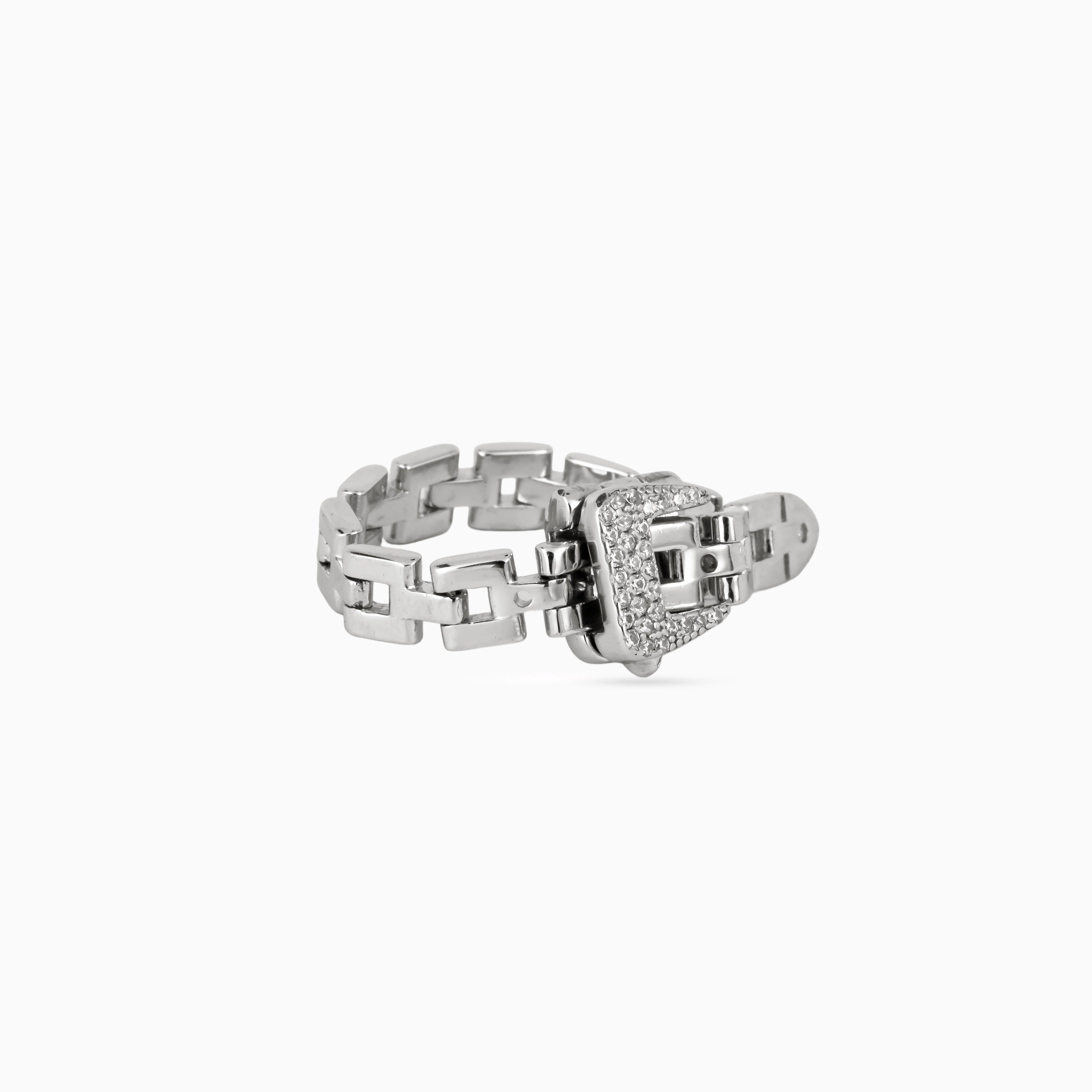 Box-Link Pavé Square Ring