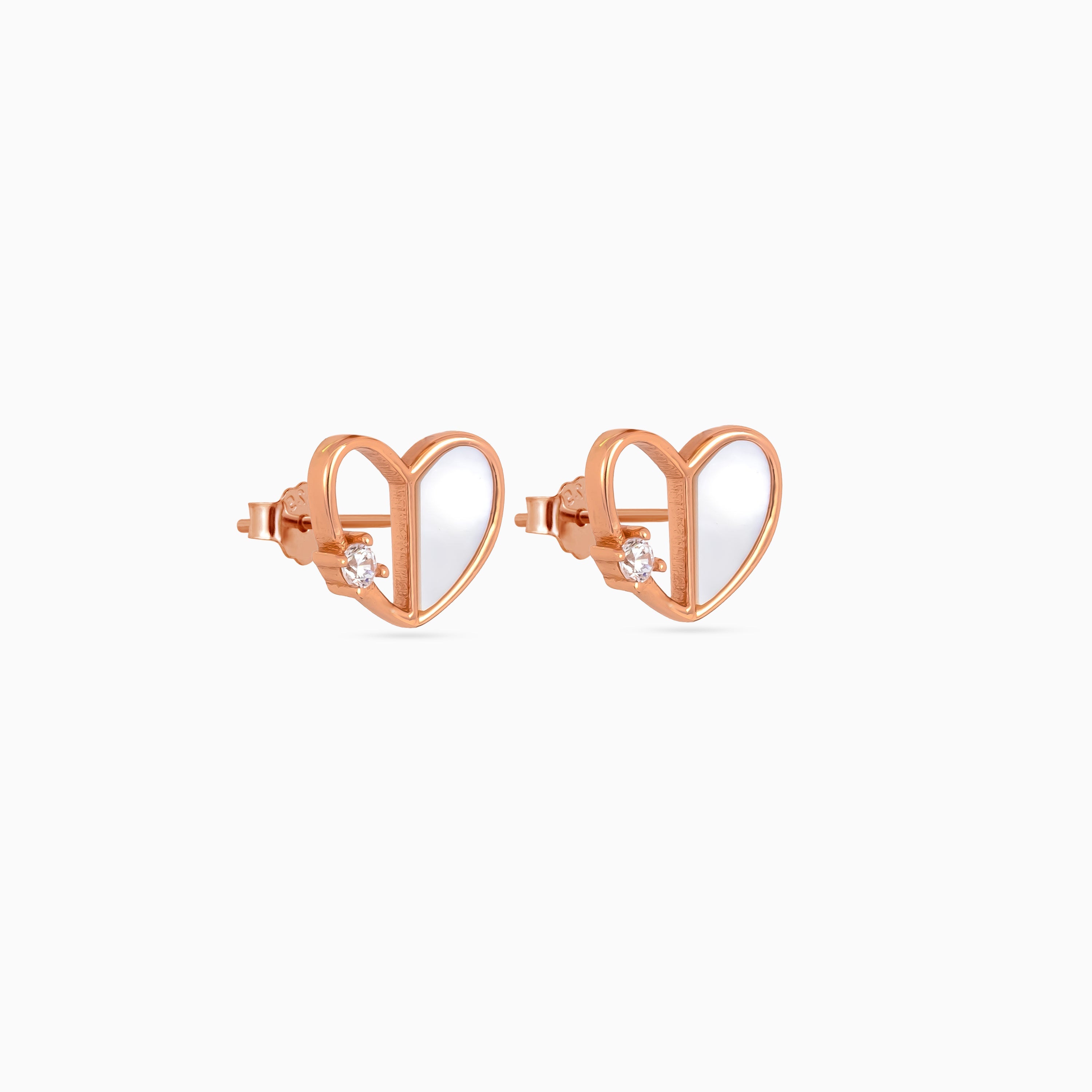 Rose gold Mother of Pearl Heart Studs