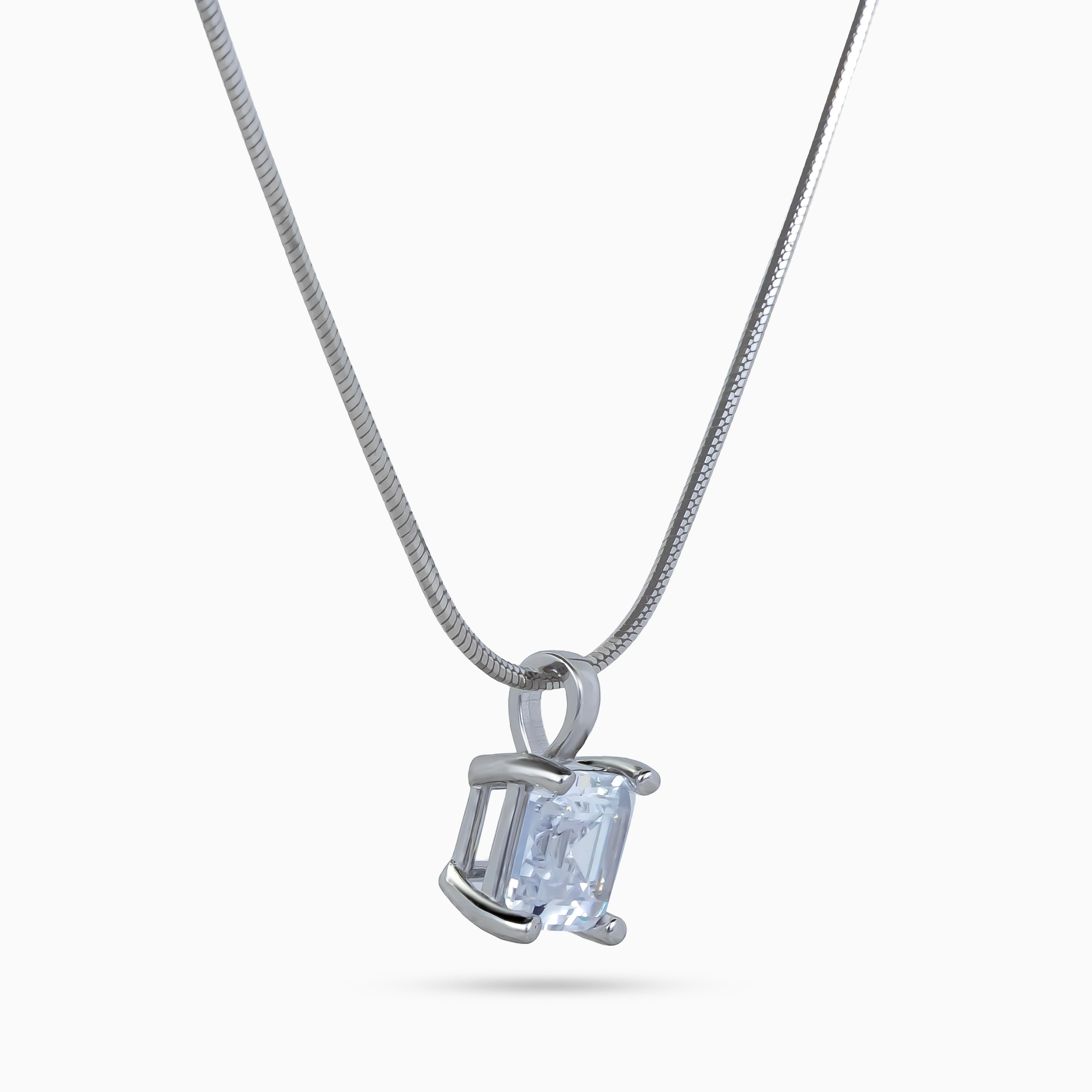 Silver Asscher Prism Necklace