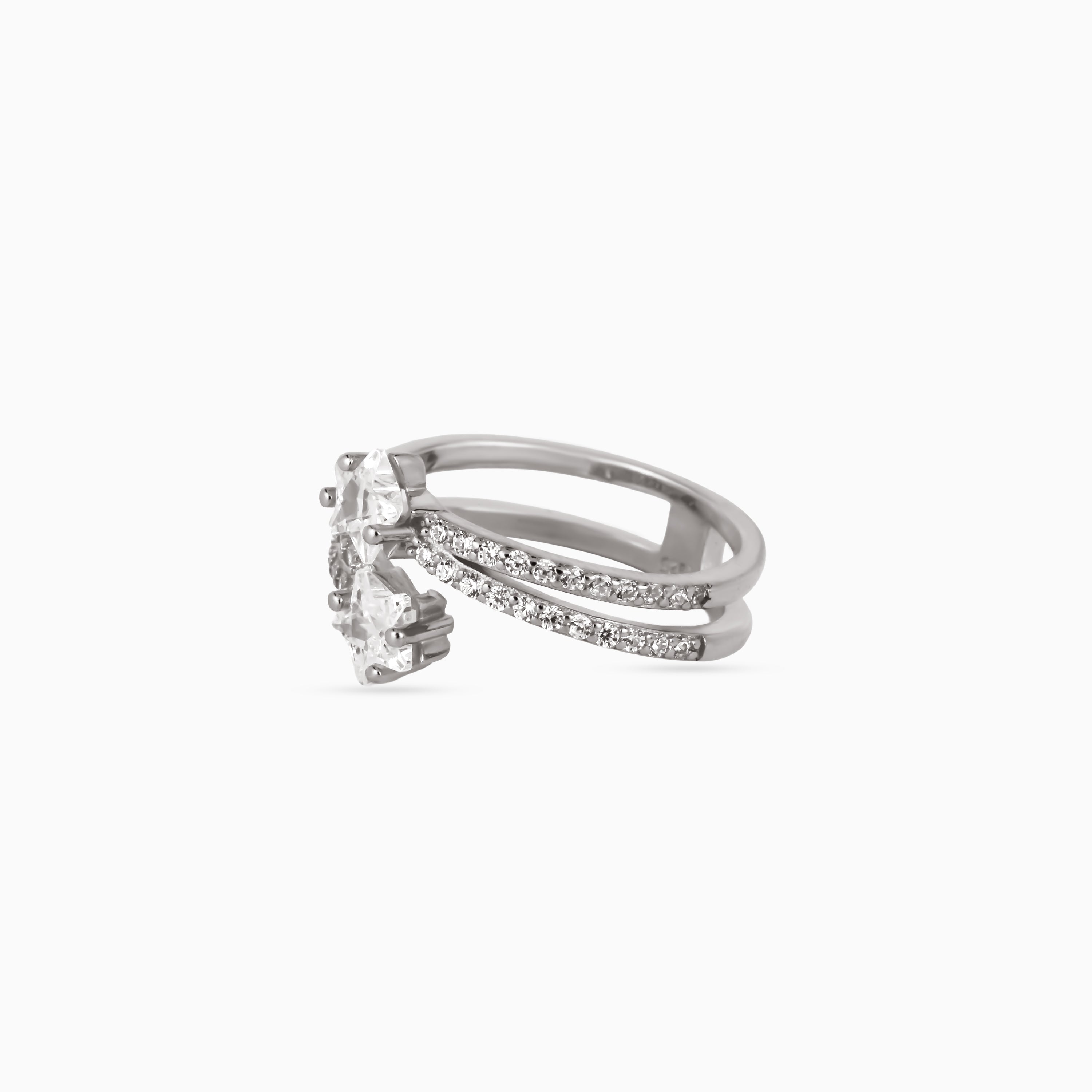 Twin Crescent Pavé Ring
