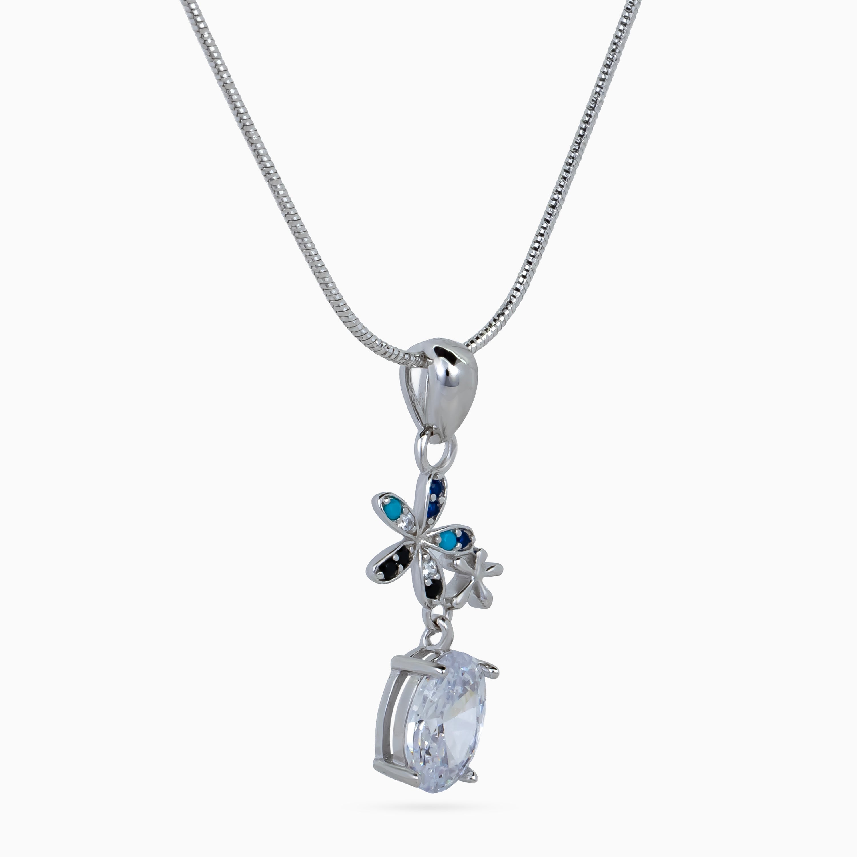 Azure Bloom Drop Necklace