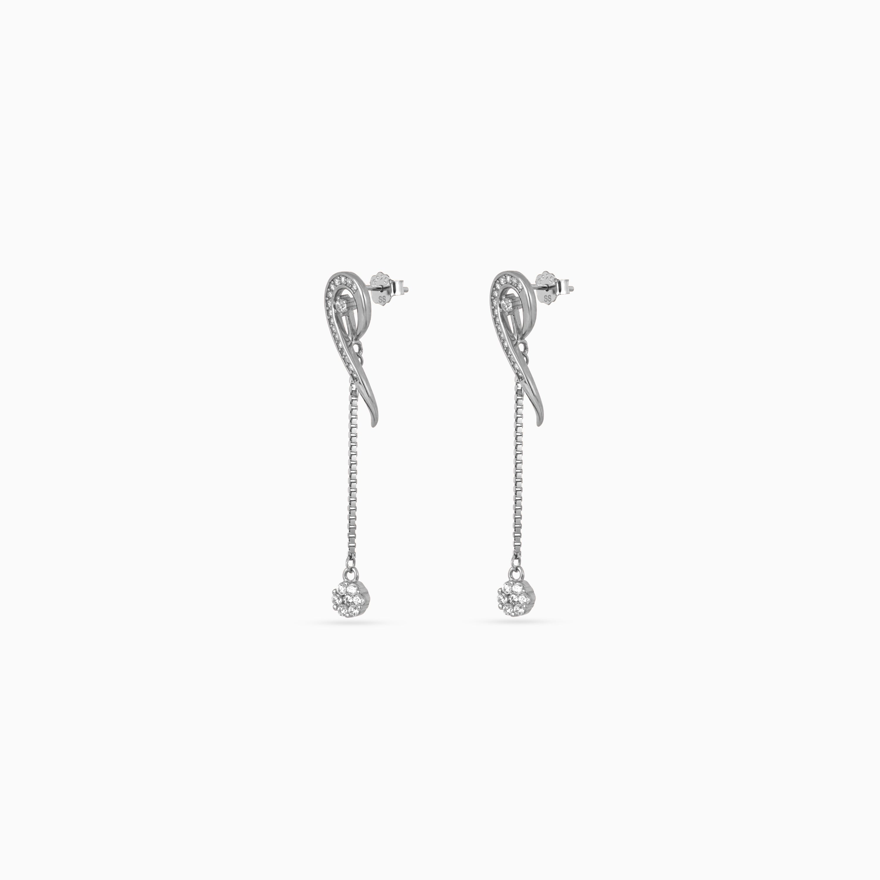 Silver Swirl Chain Pavé Drops