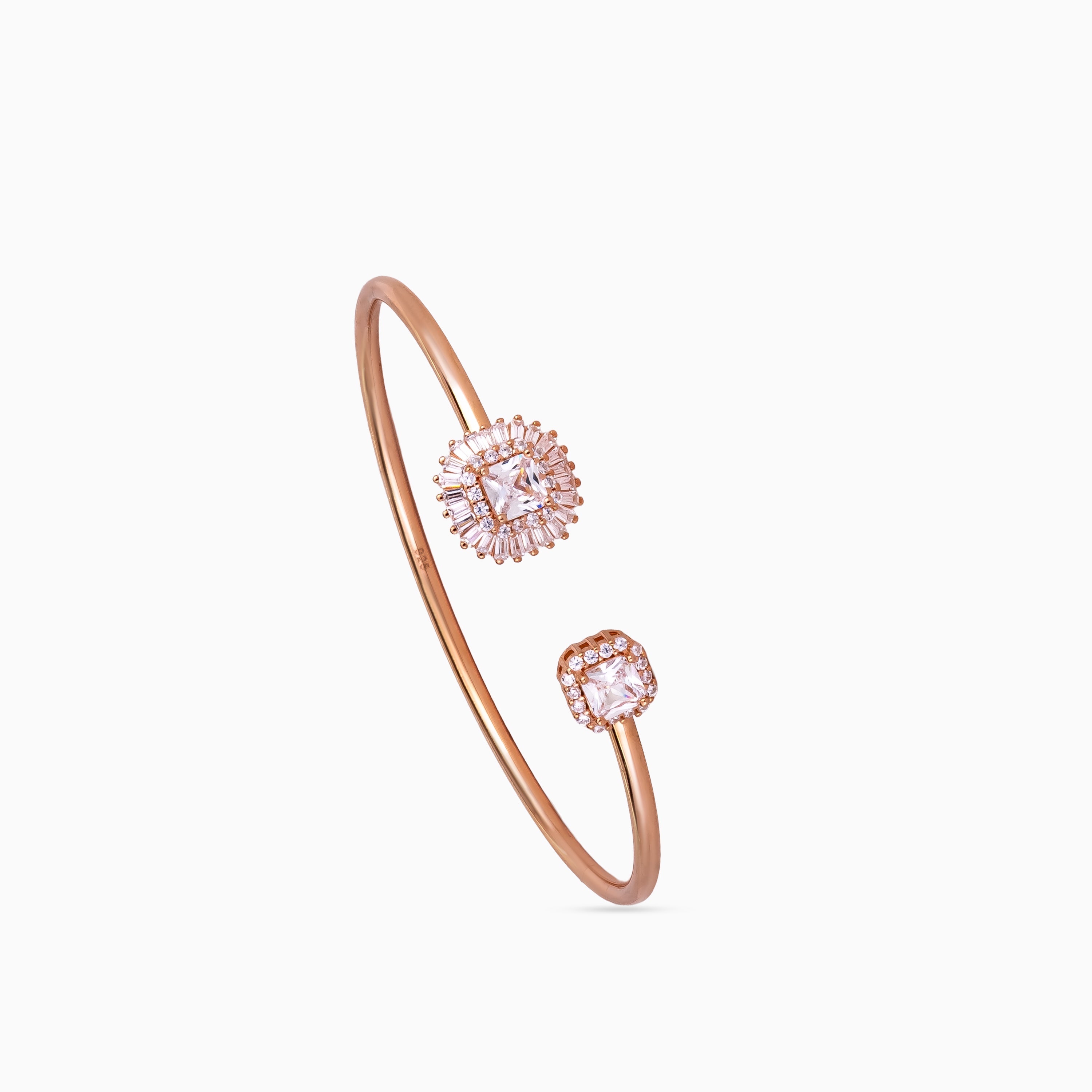 925 sterling silver, rhodium, Octagon & Pear Halo Bangle bracelet, (Stellar Lattice)