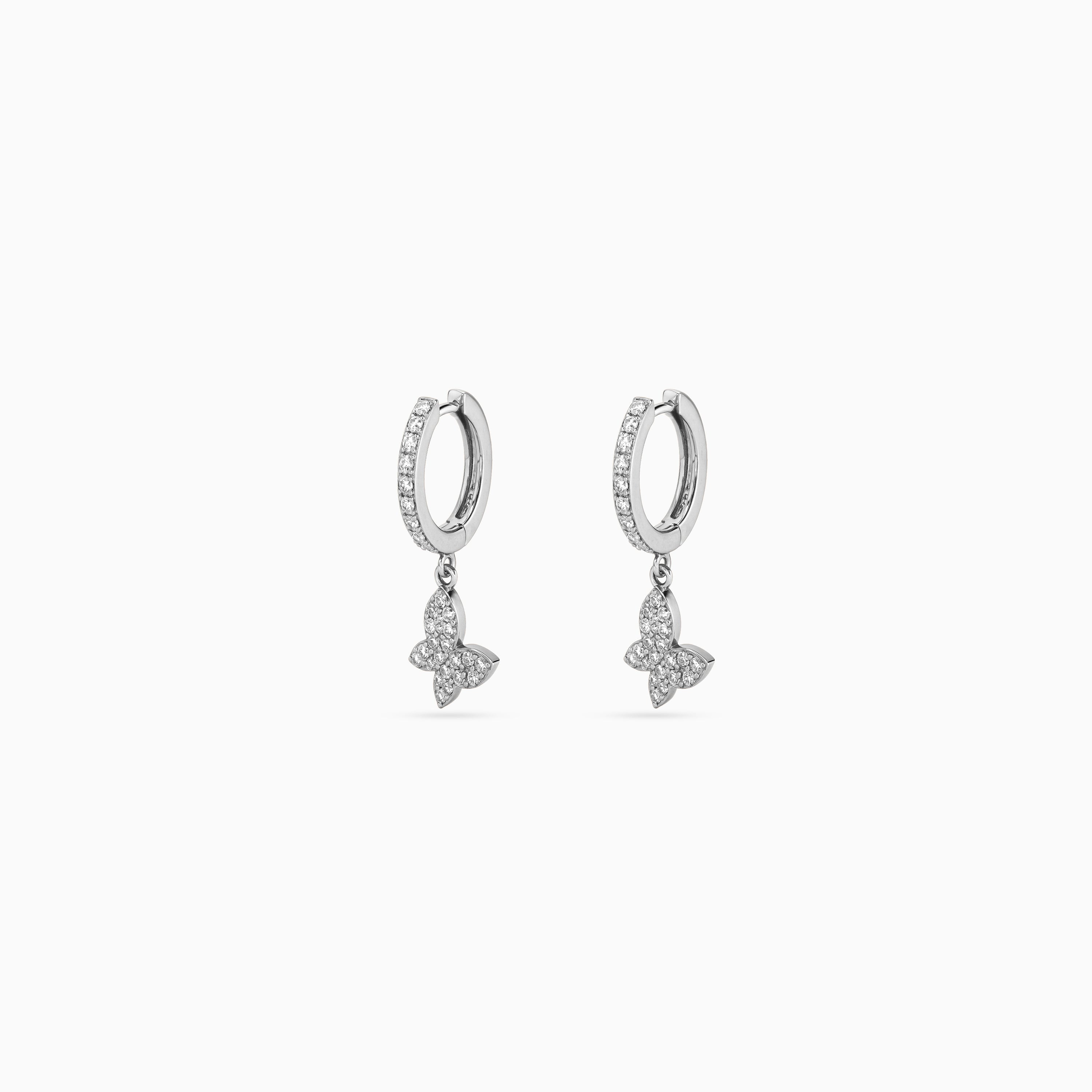 Silver Butterfly Pavé Huggie Drops