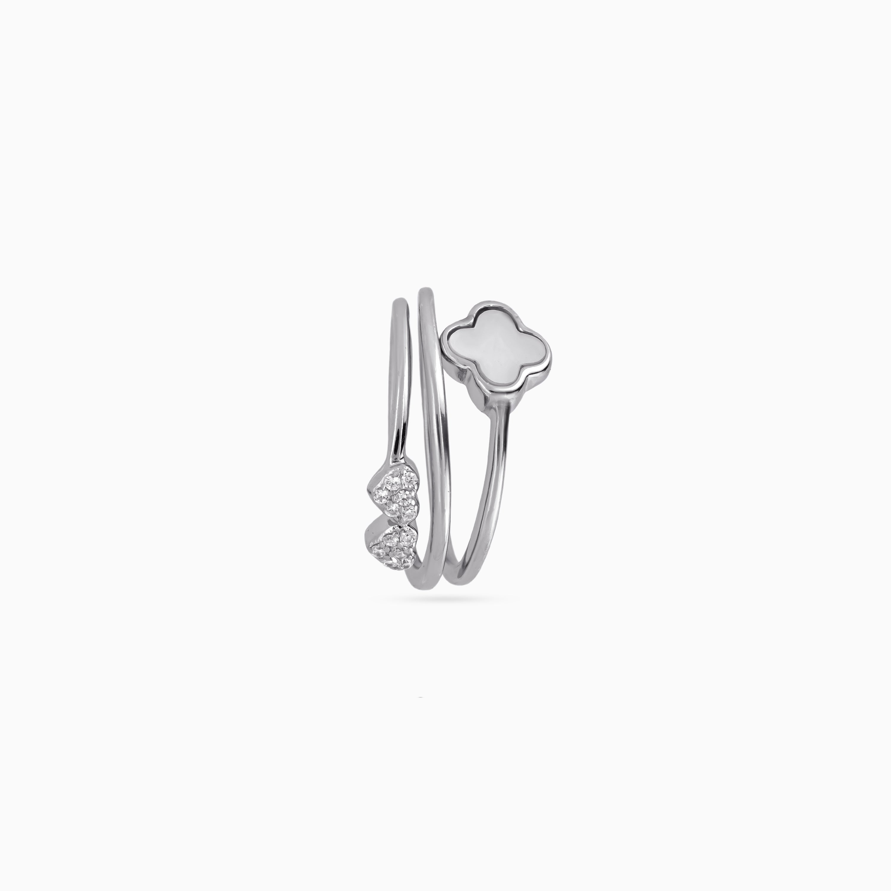 Lucky Clover & Hearts Ring