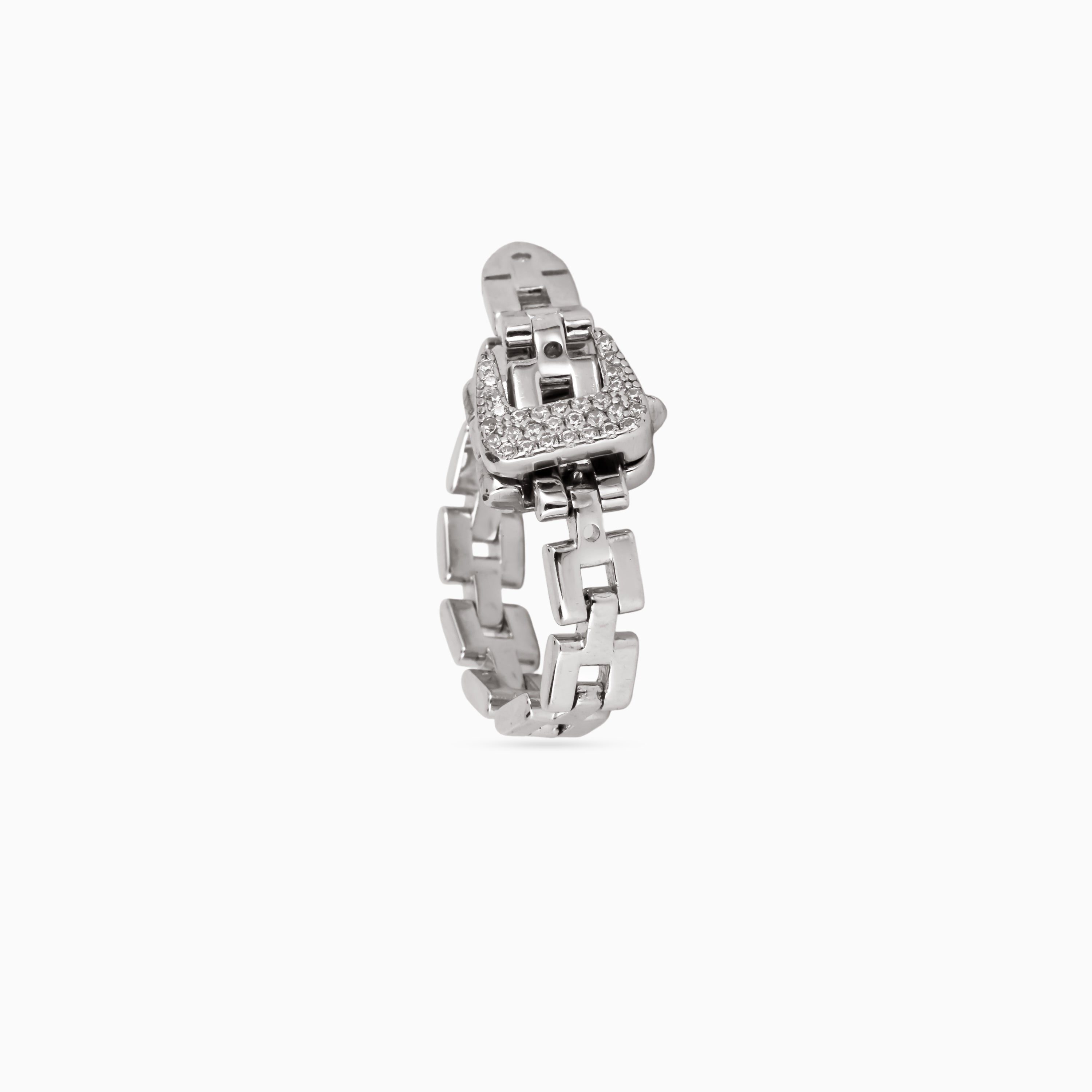 Box-Link Pavé Square Ring