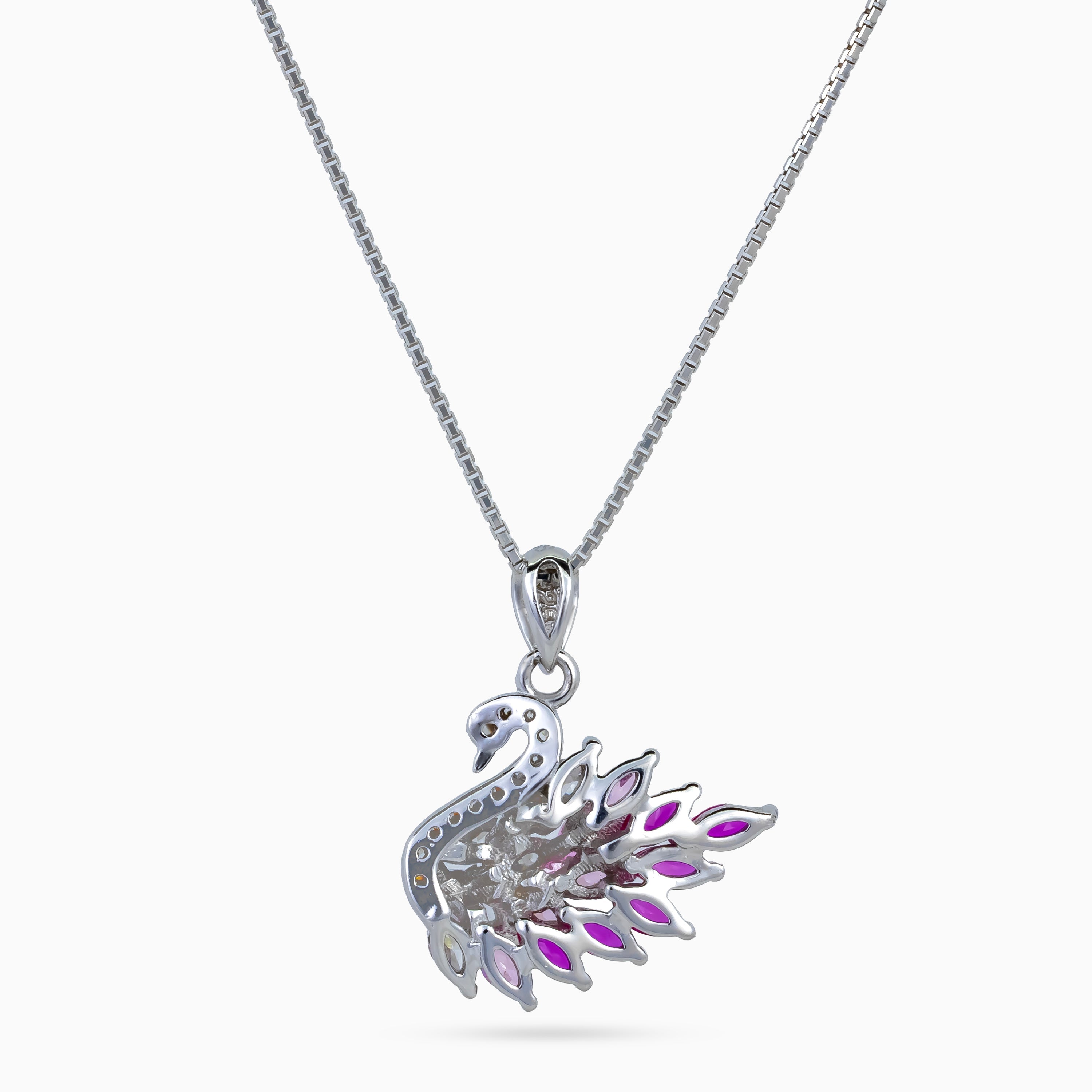 Fuchsia Plume Swan Pendant Set