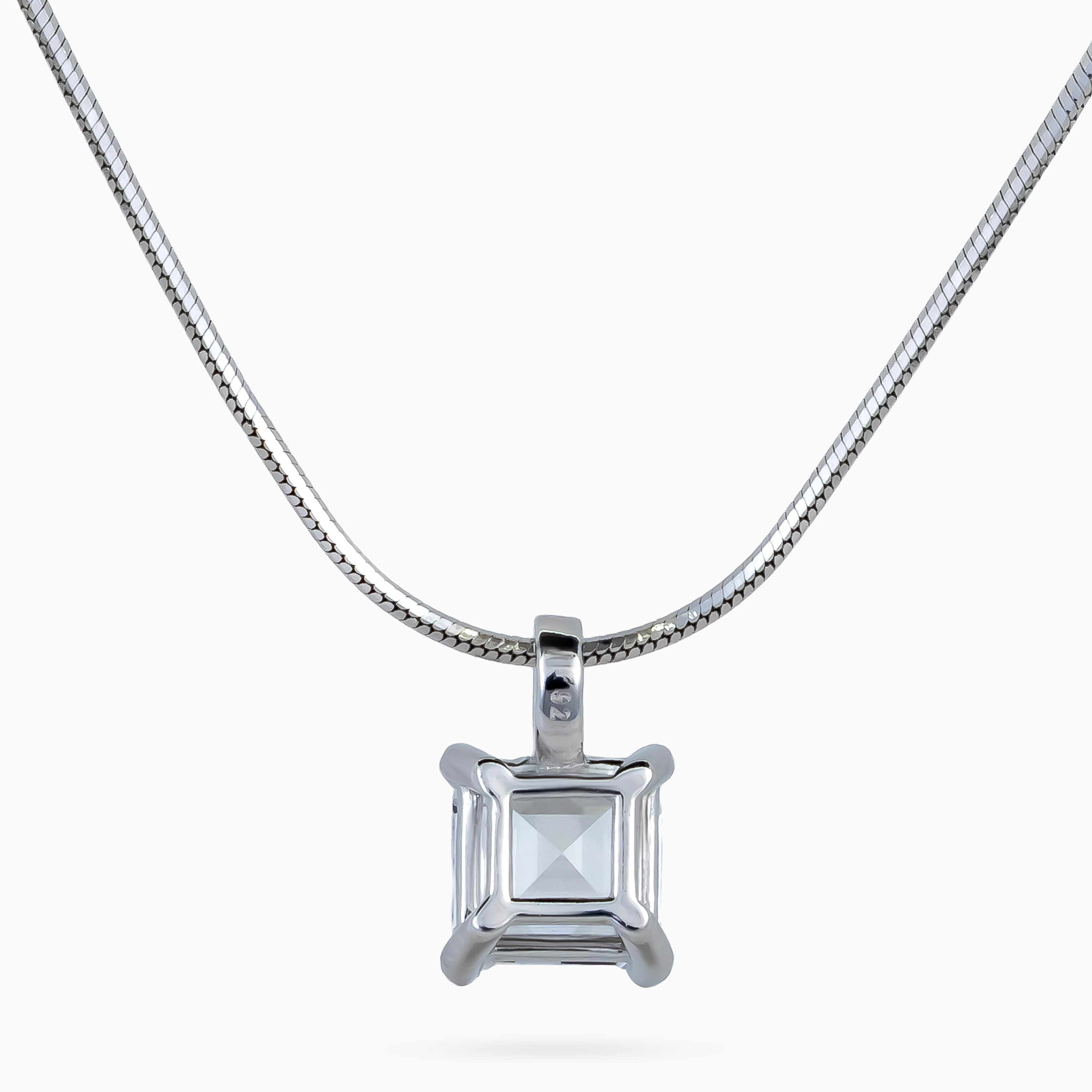 Silver Asscher Prism Necklace