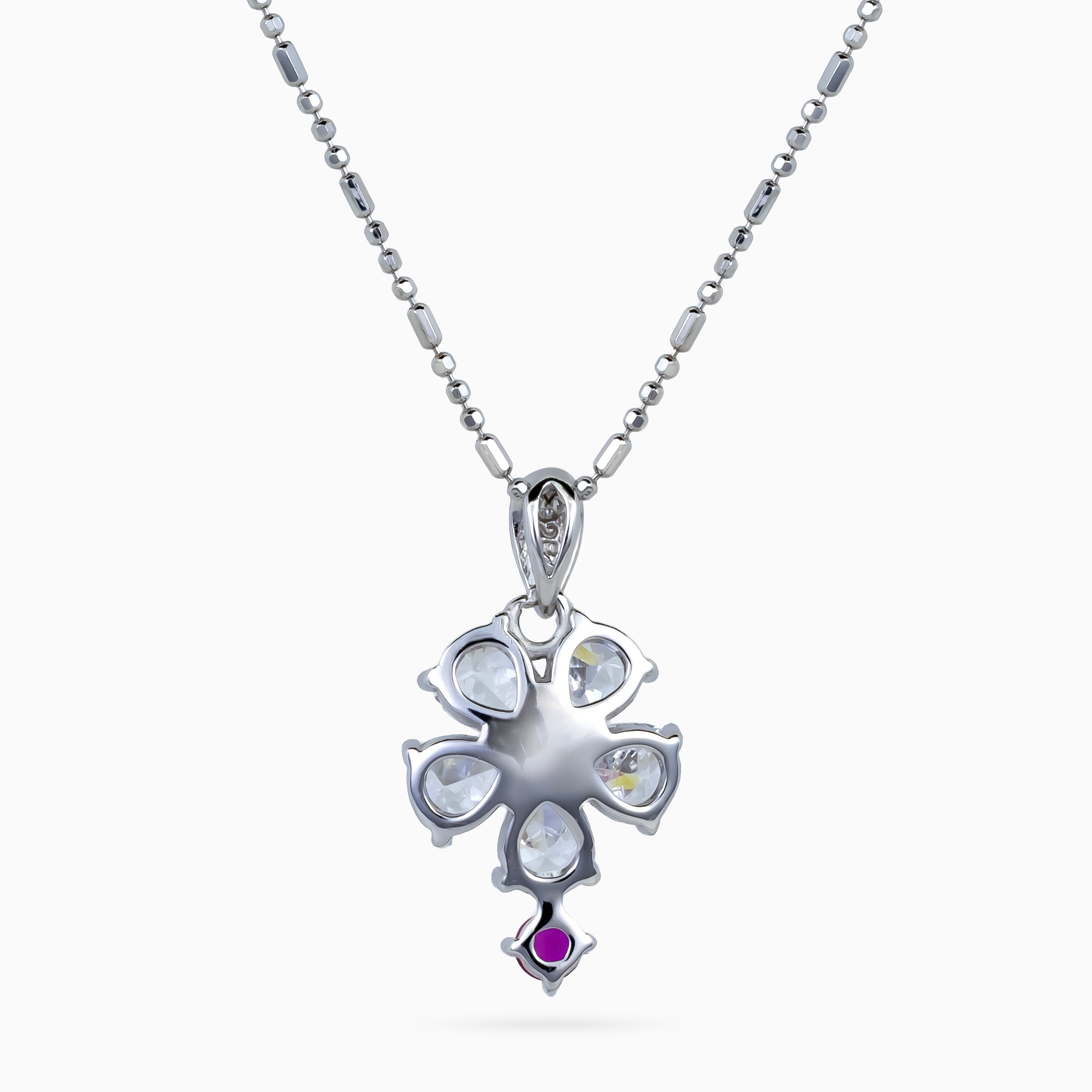 Crystal Petal Ruby Drop Necklace