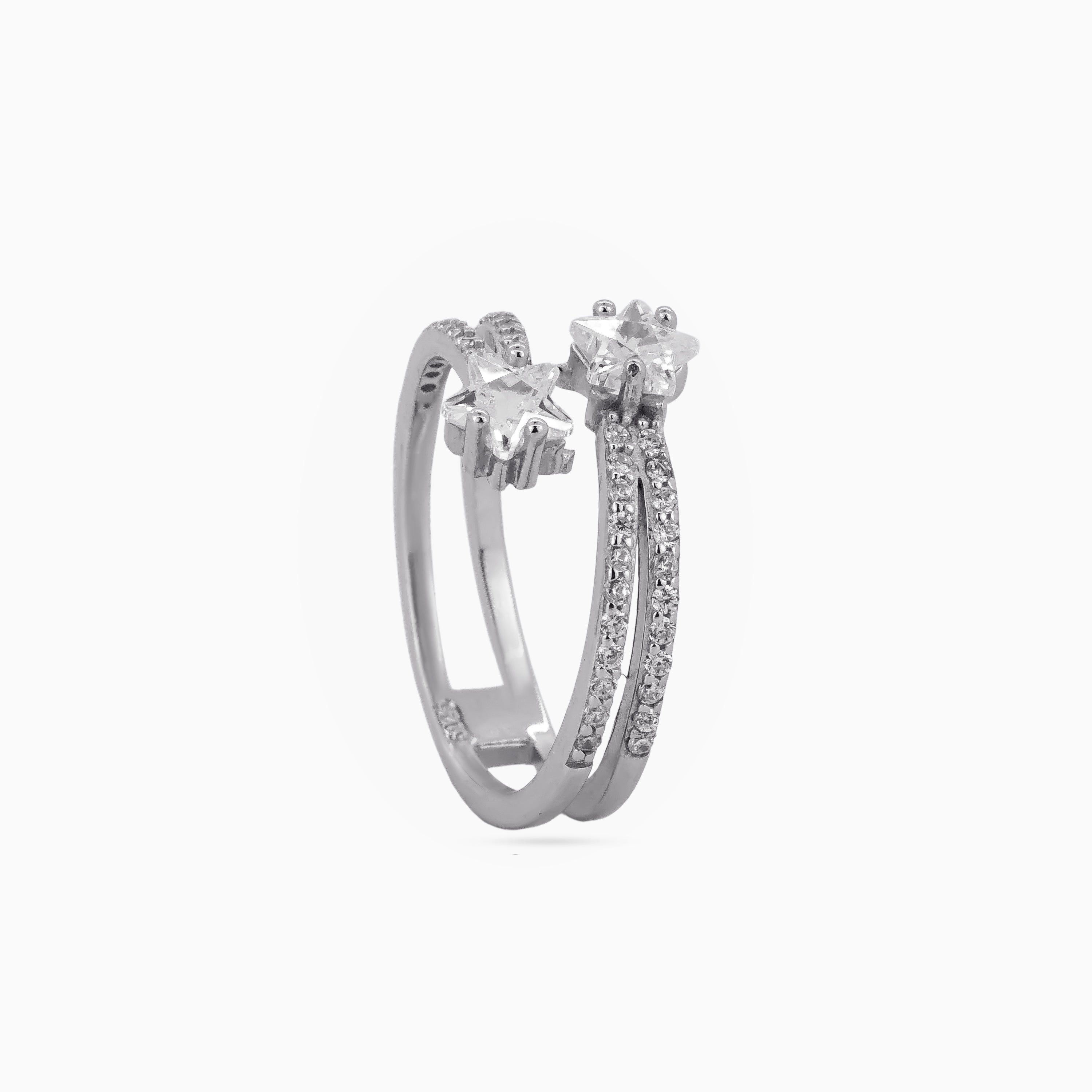 Twin Crescent Pavé Ring