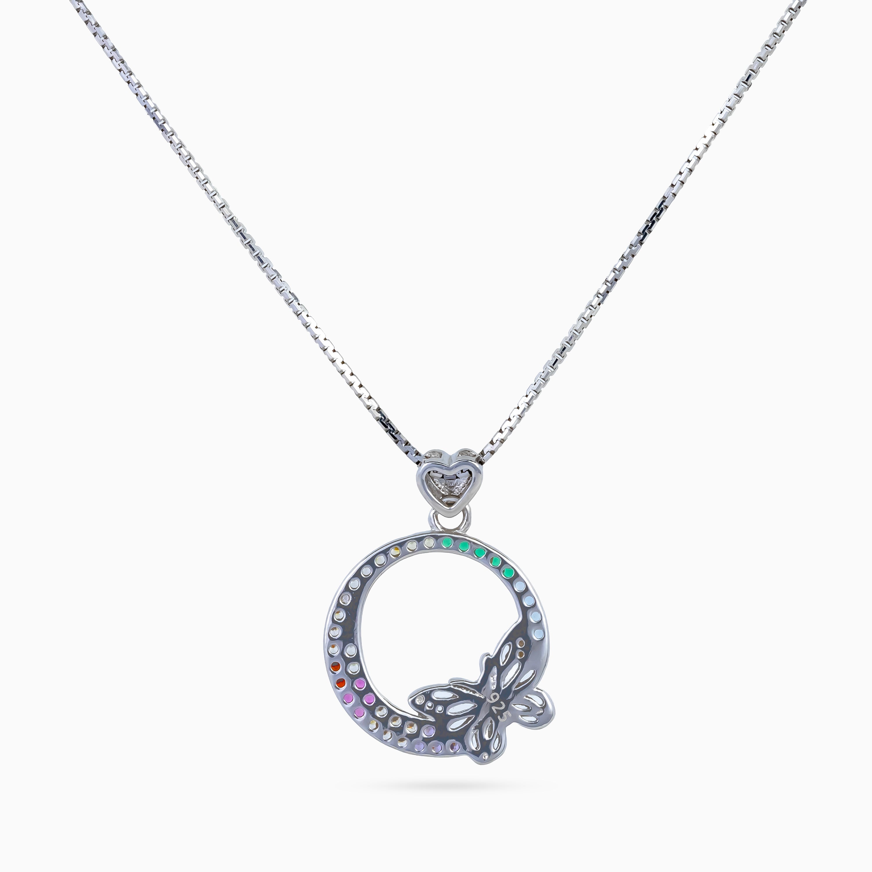 Rainbow Papillon Circle Necklace