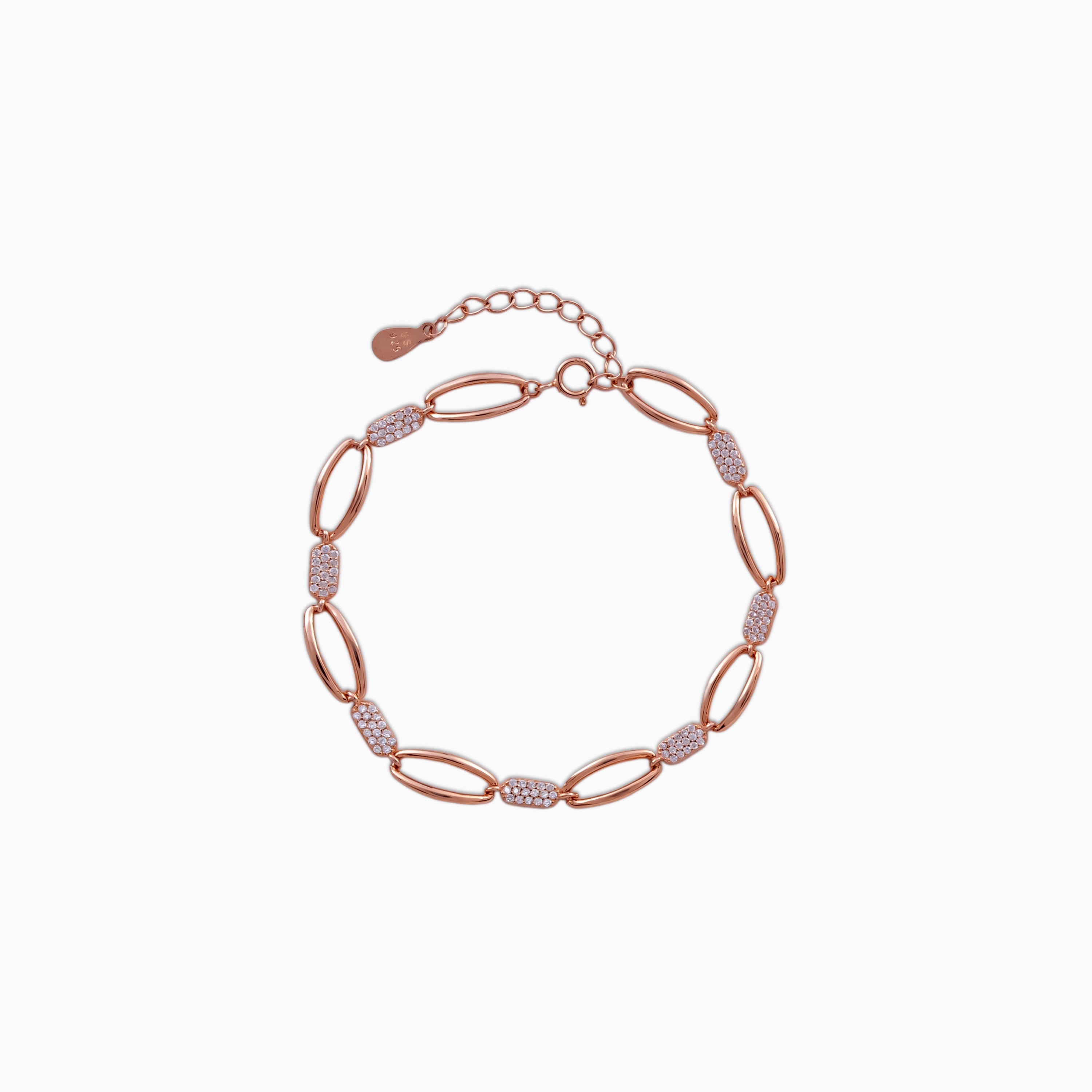 925 sterling silver, Luxe Links bracelet (Luxe Links), 16 cm, Rose Gold Bracelet