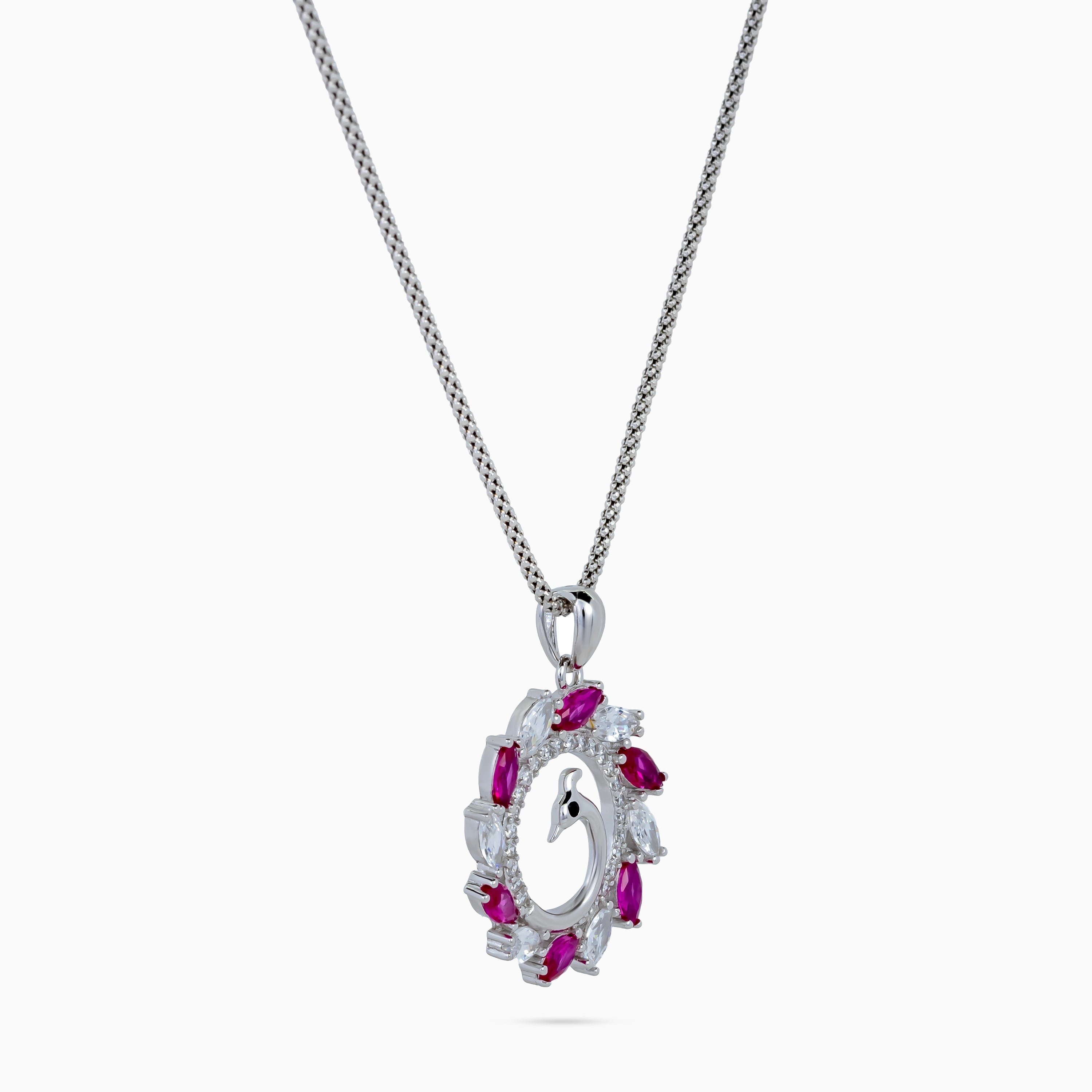 Peacock Ruby Wreath Pendant Set