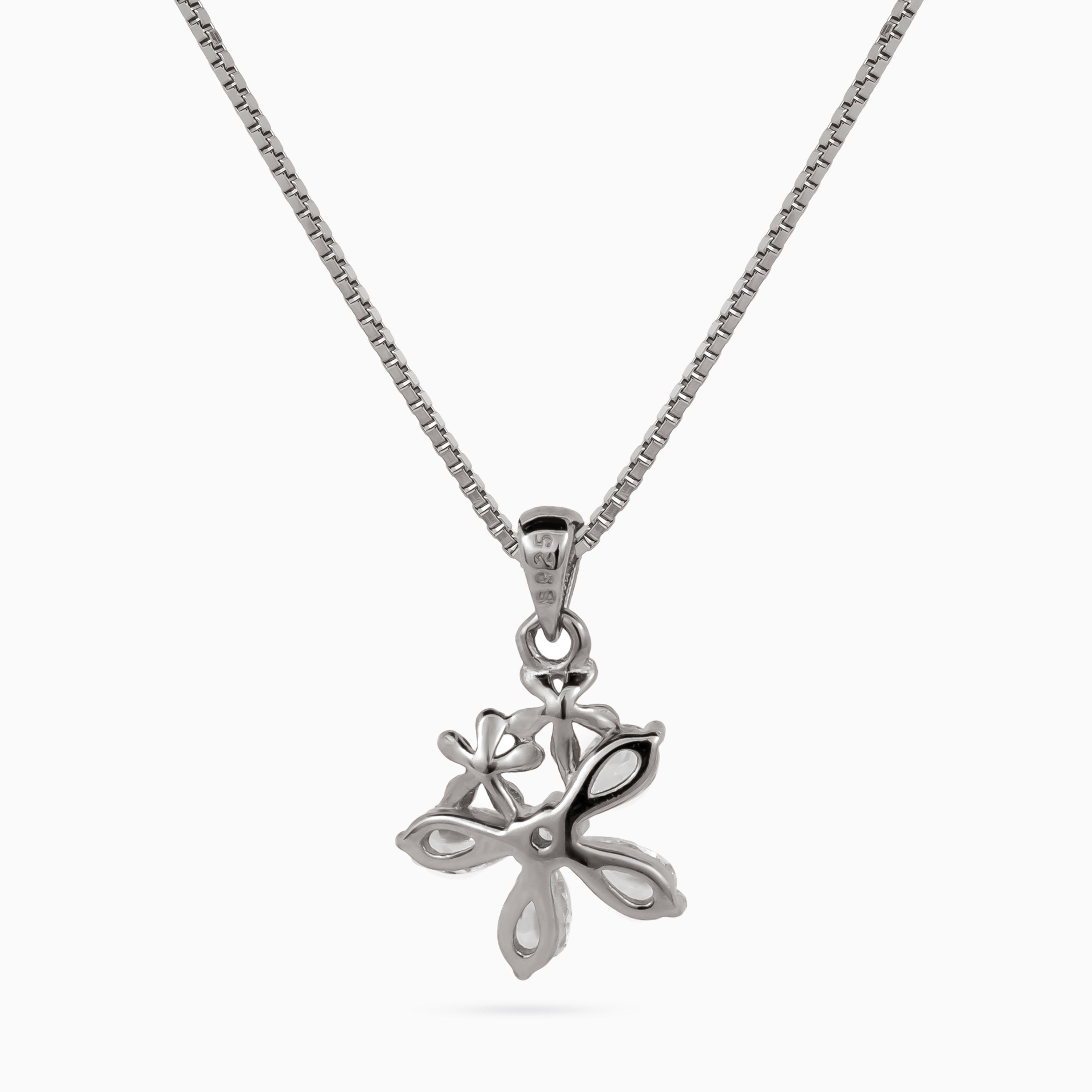 Silver Azure Blossom Cluster Pendant Set