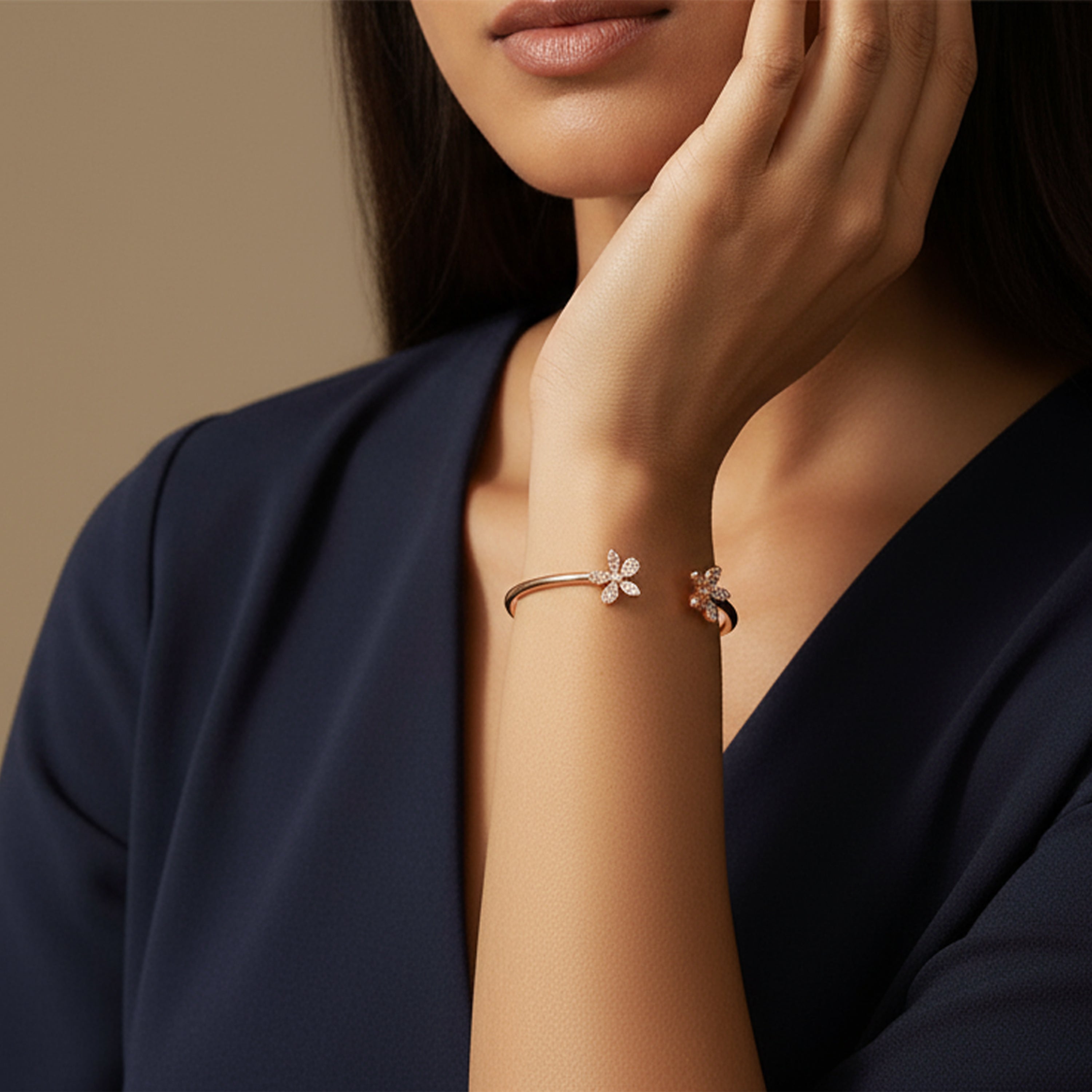 Twin Blossom Pavé Bangle