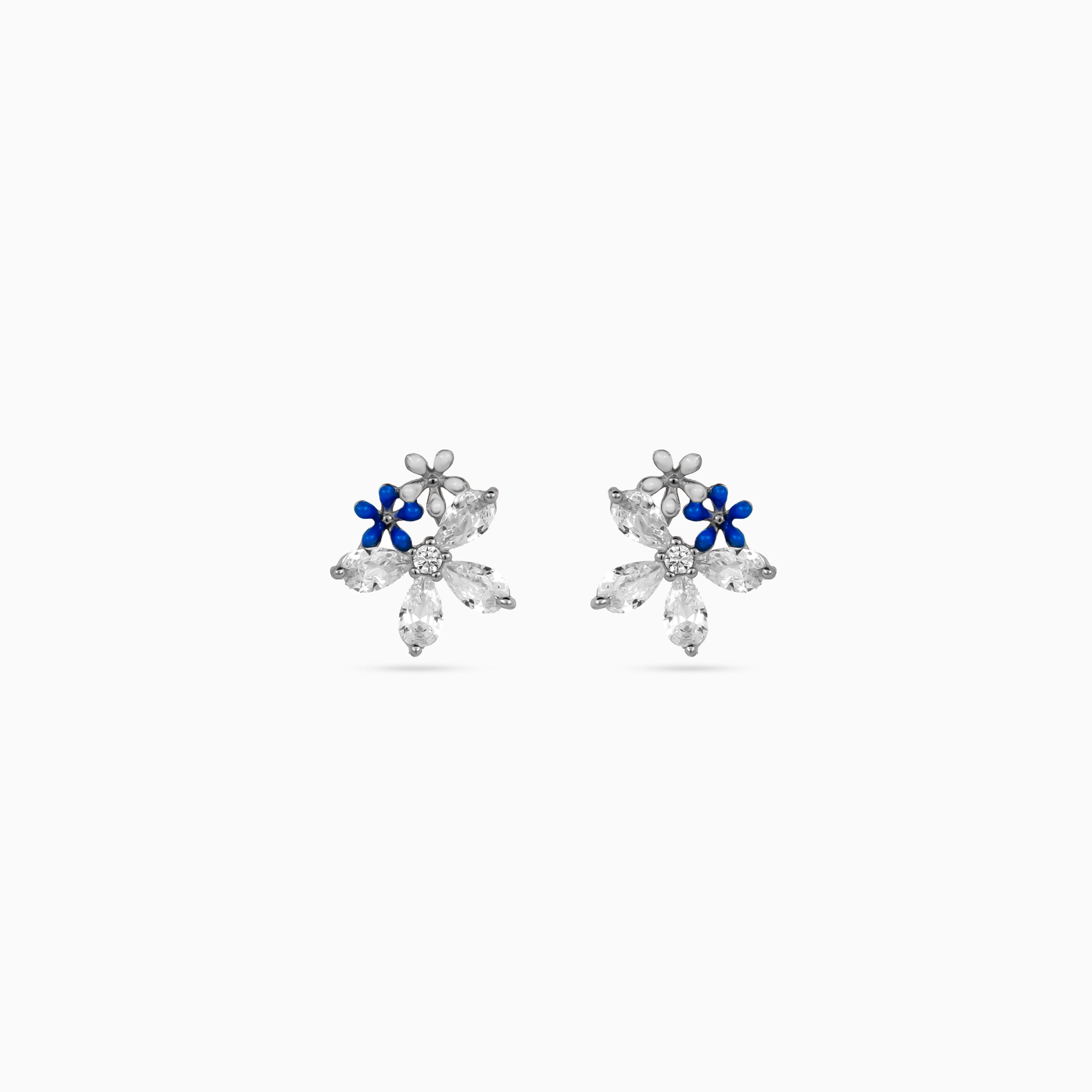 Silver Azure Blossom Cluster Pendant Set