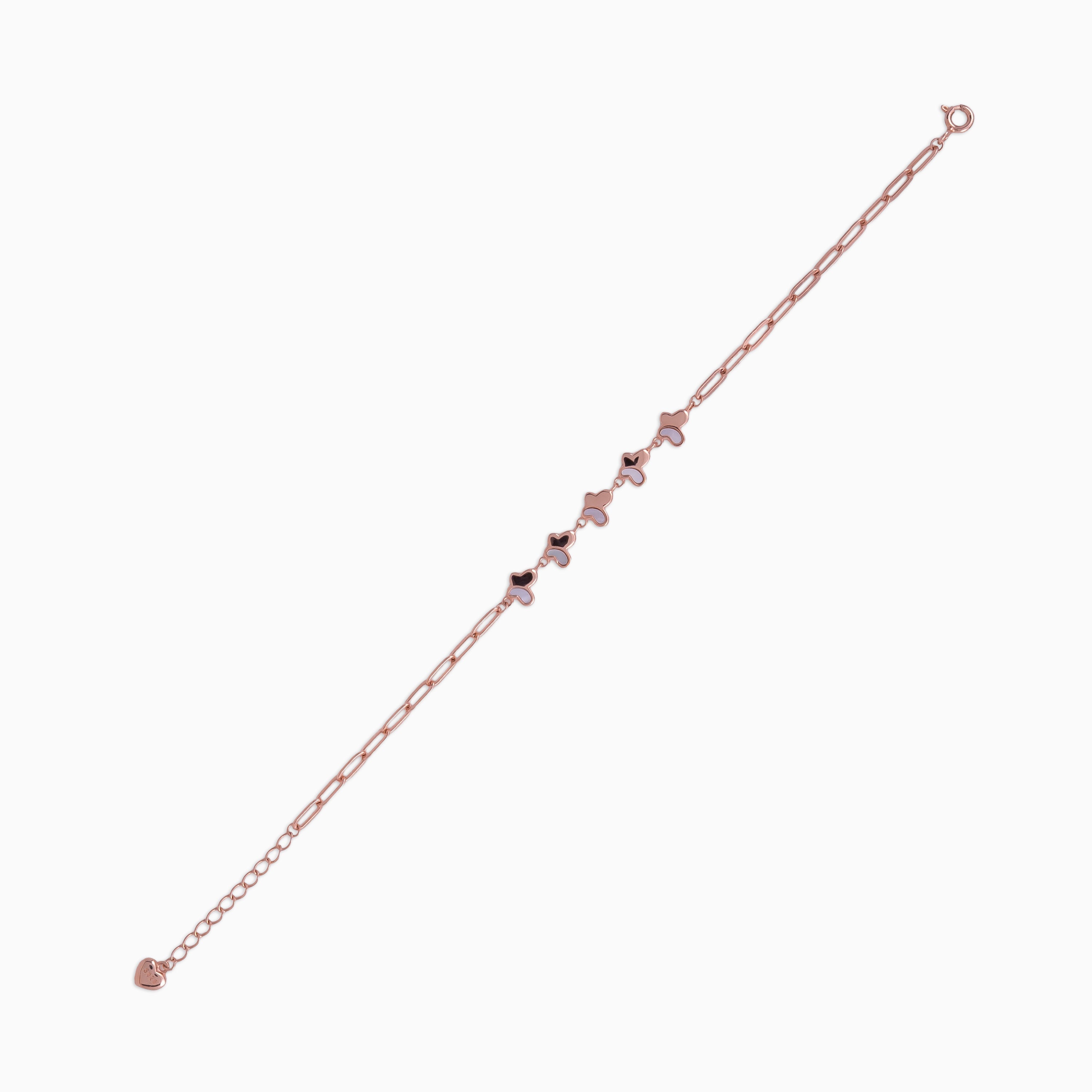 Rosy Butterflies Paperclip Bracelet