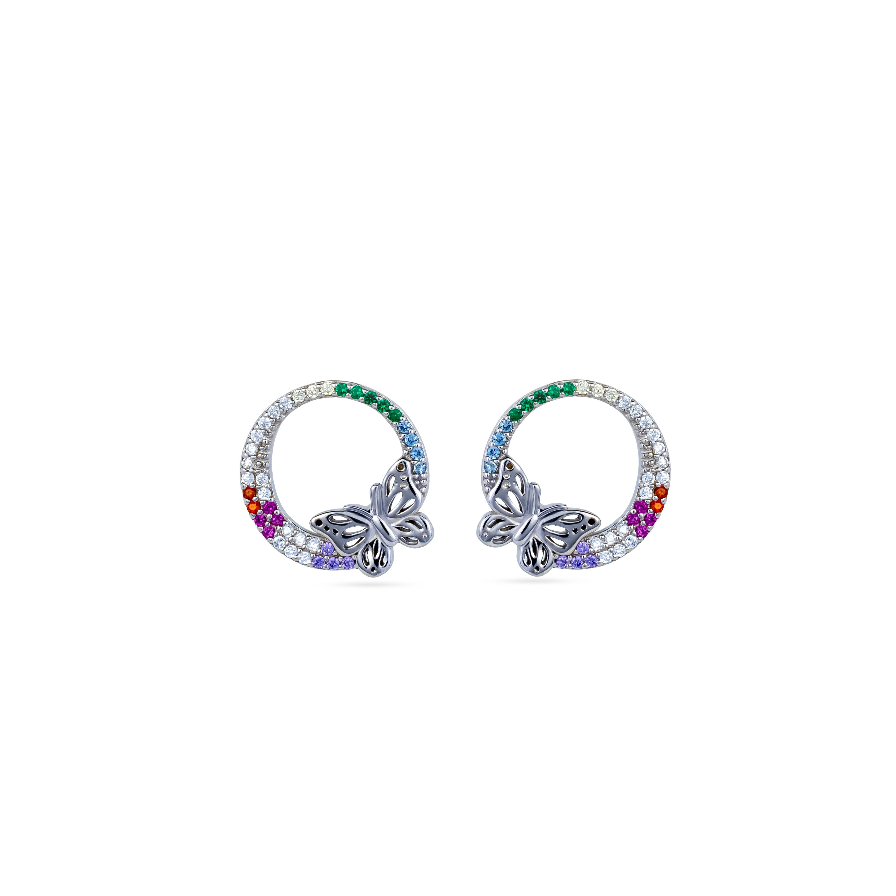 Rainbow Papillon Circle Pendant Set