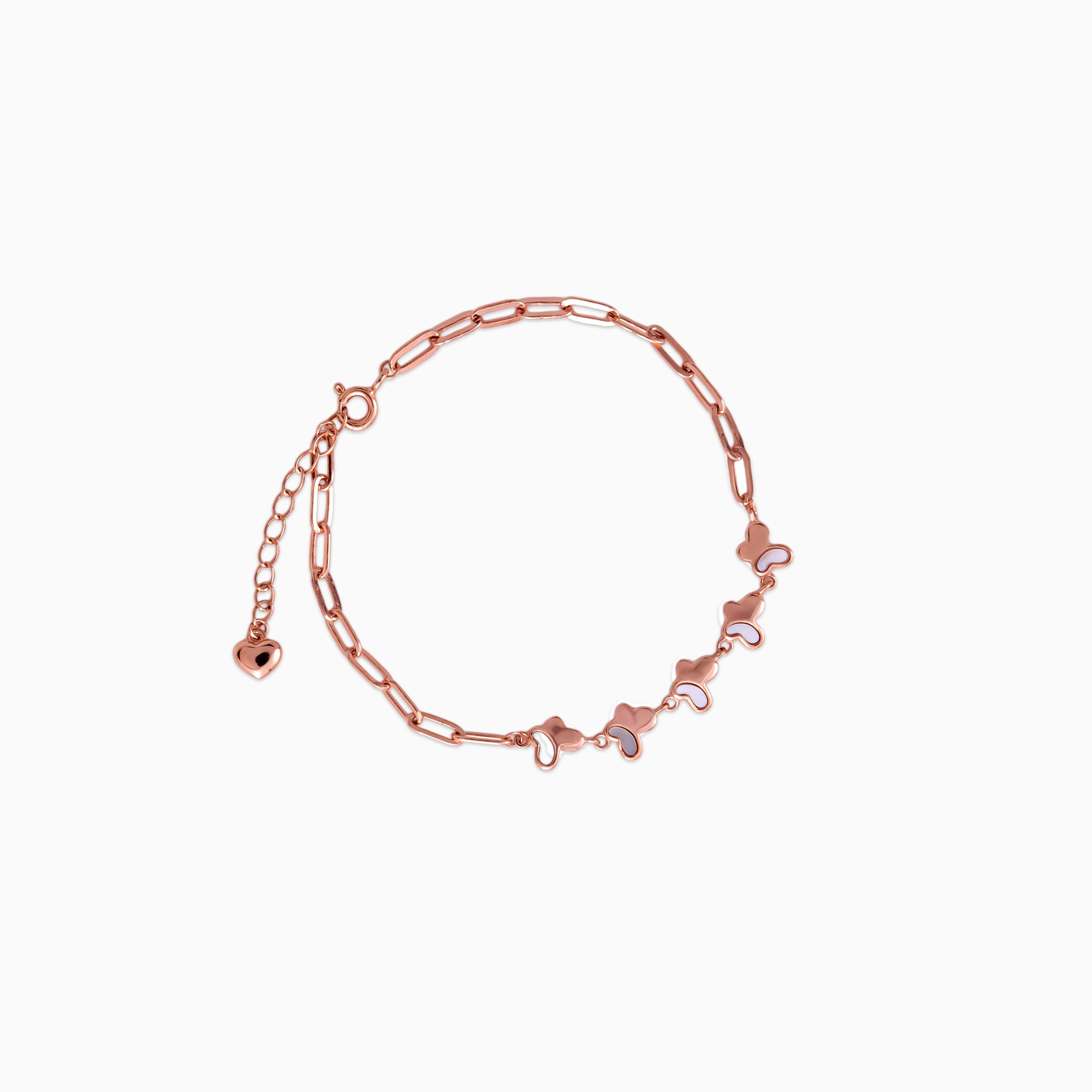 Rosy Butterflies Paperclip Bracelet