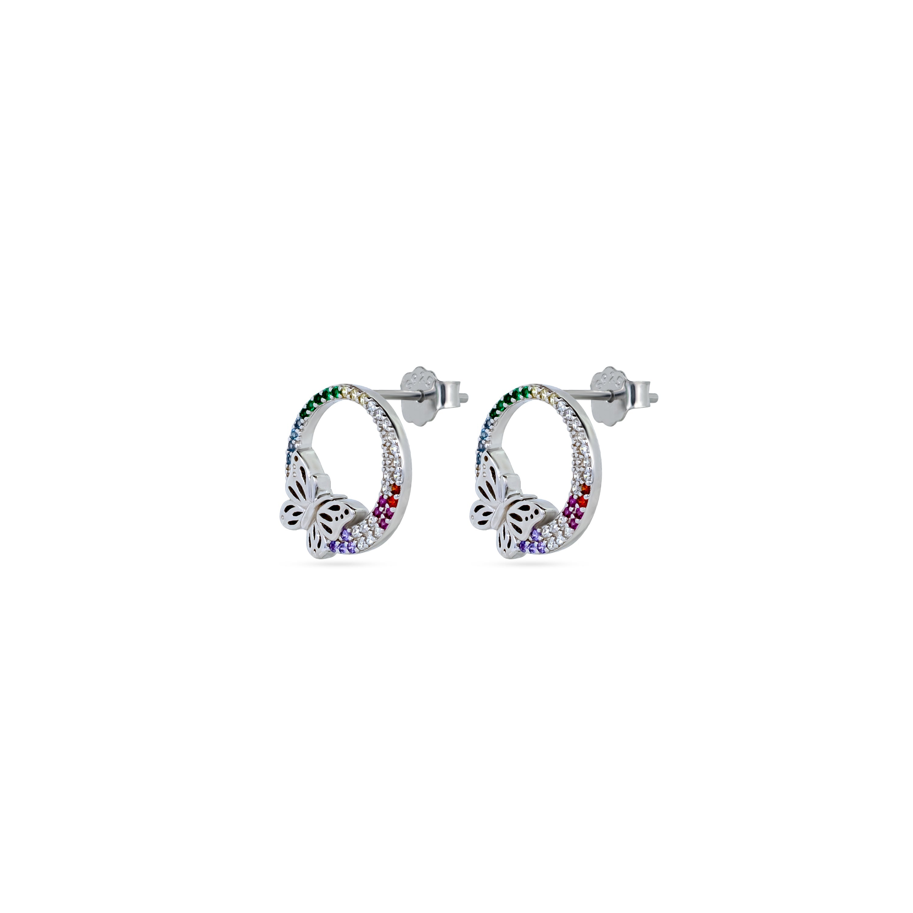 Rainbow Papillon Circle Pendant Set