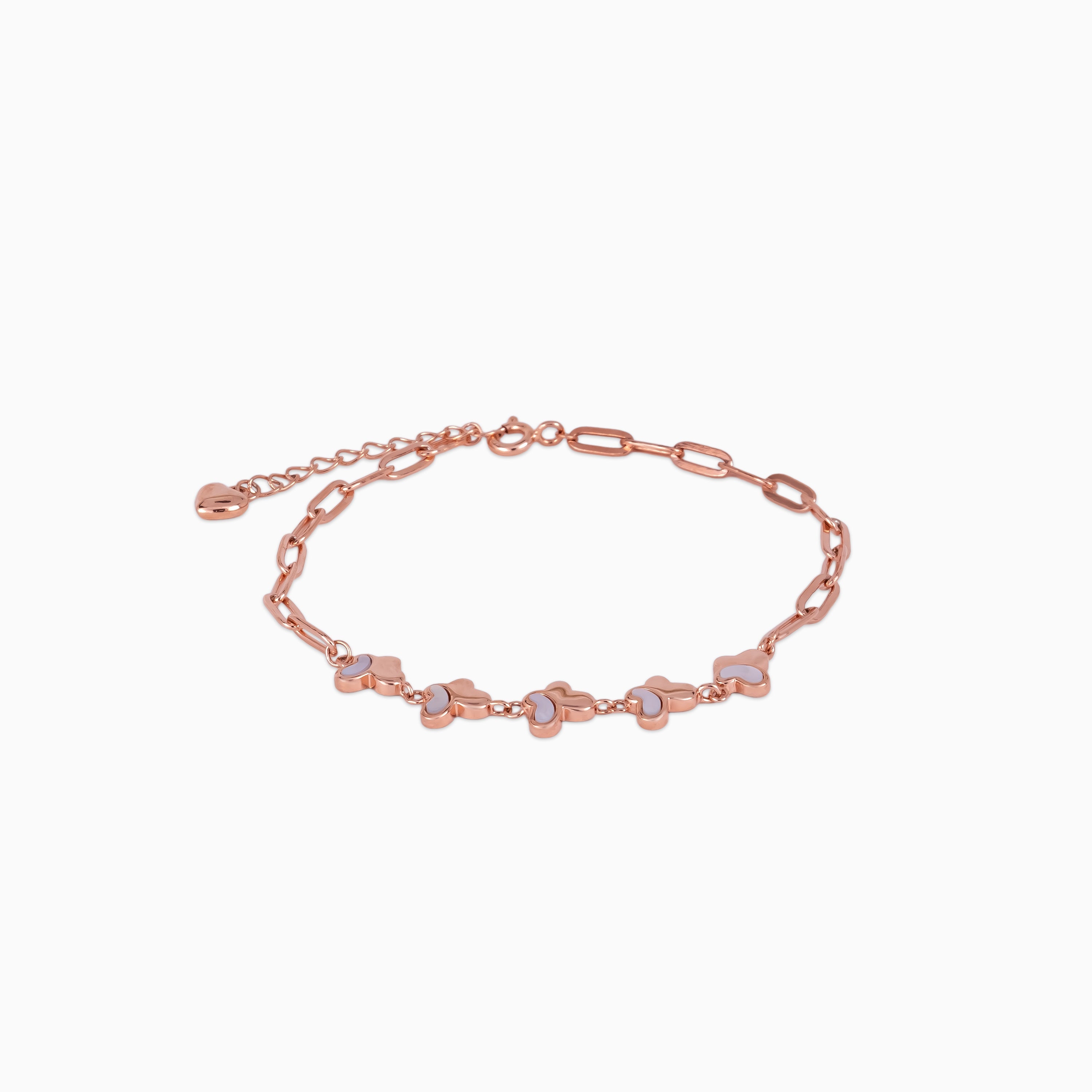 Rosy Butterflies Paperclip Bracelet