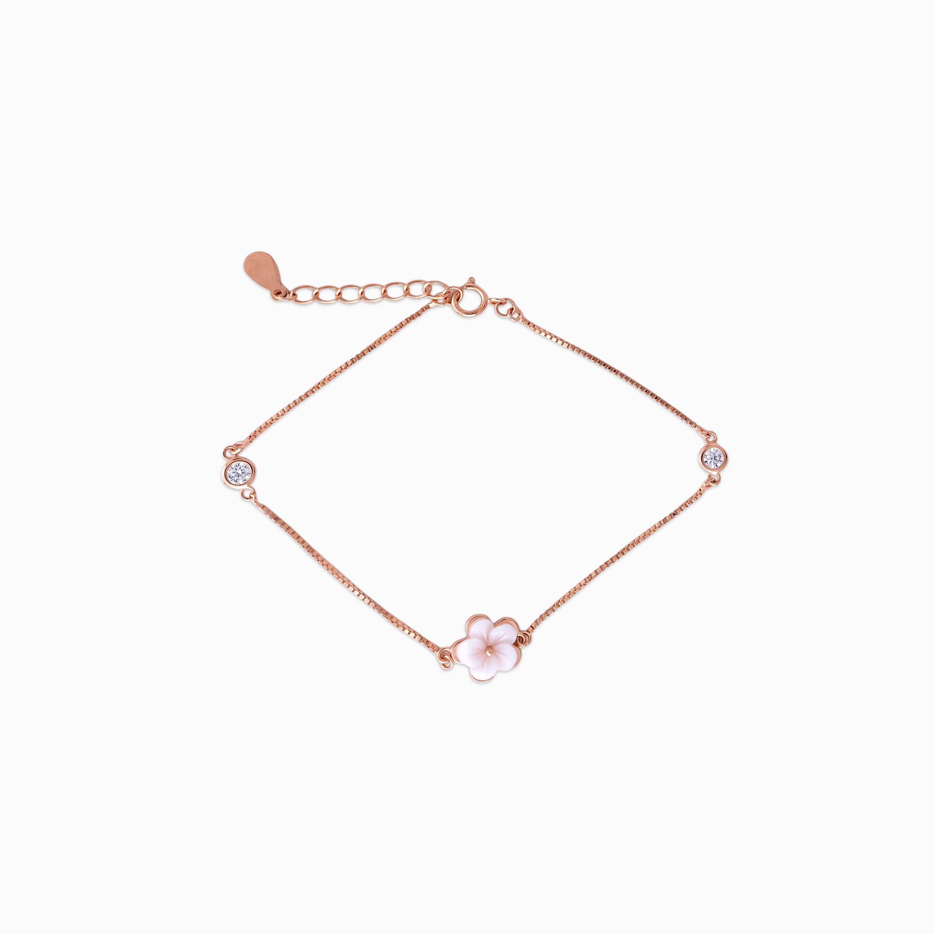 925 sterling silver, Rose Gold Bracelet, Mixed-Link Modern Bracelet bracelet (Everyday Edge), 16 cm