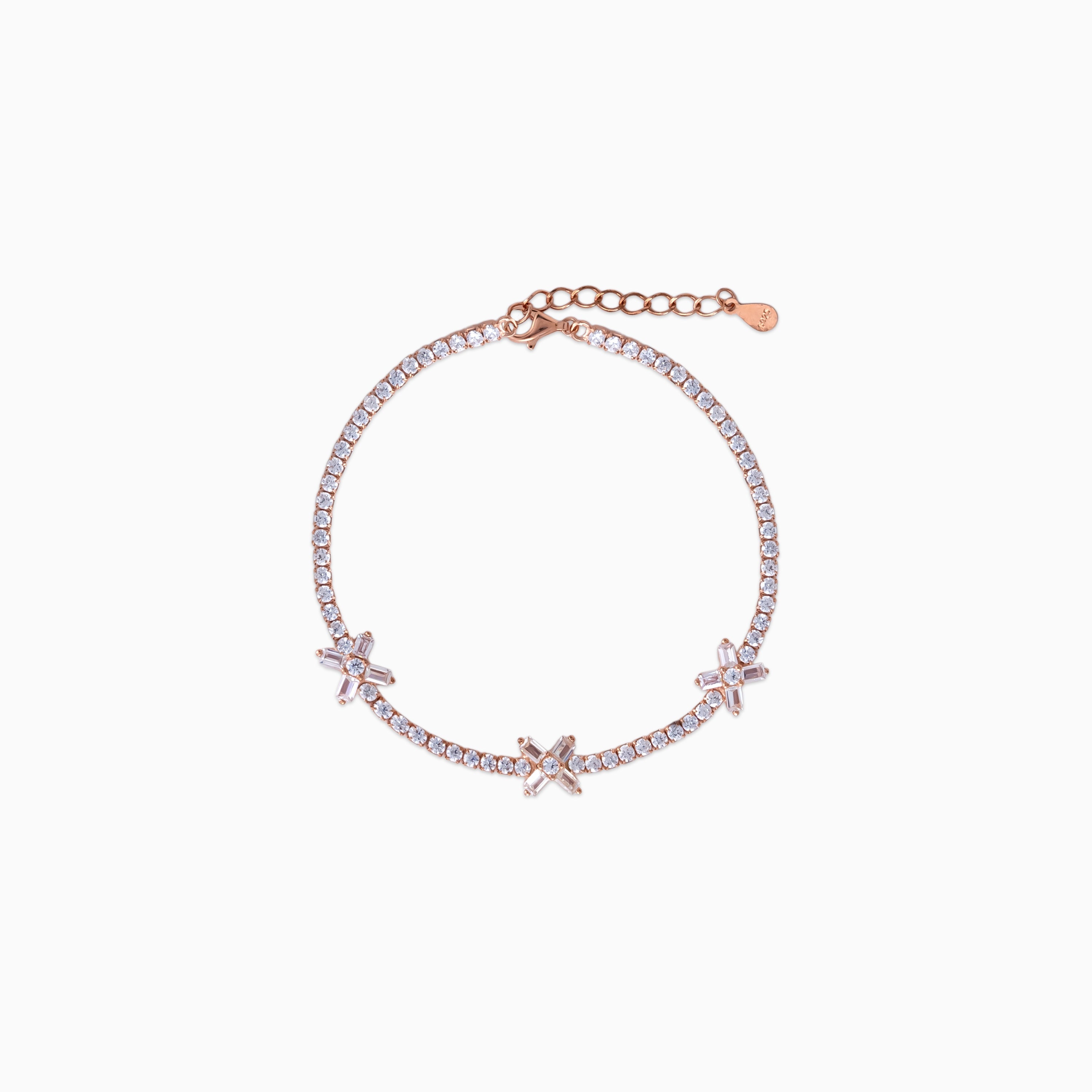 925 sterling silver, Rose Gold Bracelet, Stellar Lattice bracelet (Stellar Lattice), 17 cm