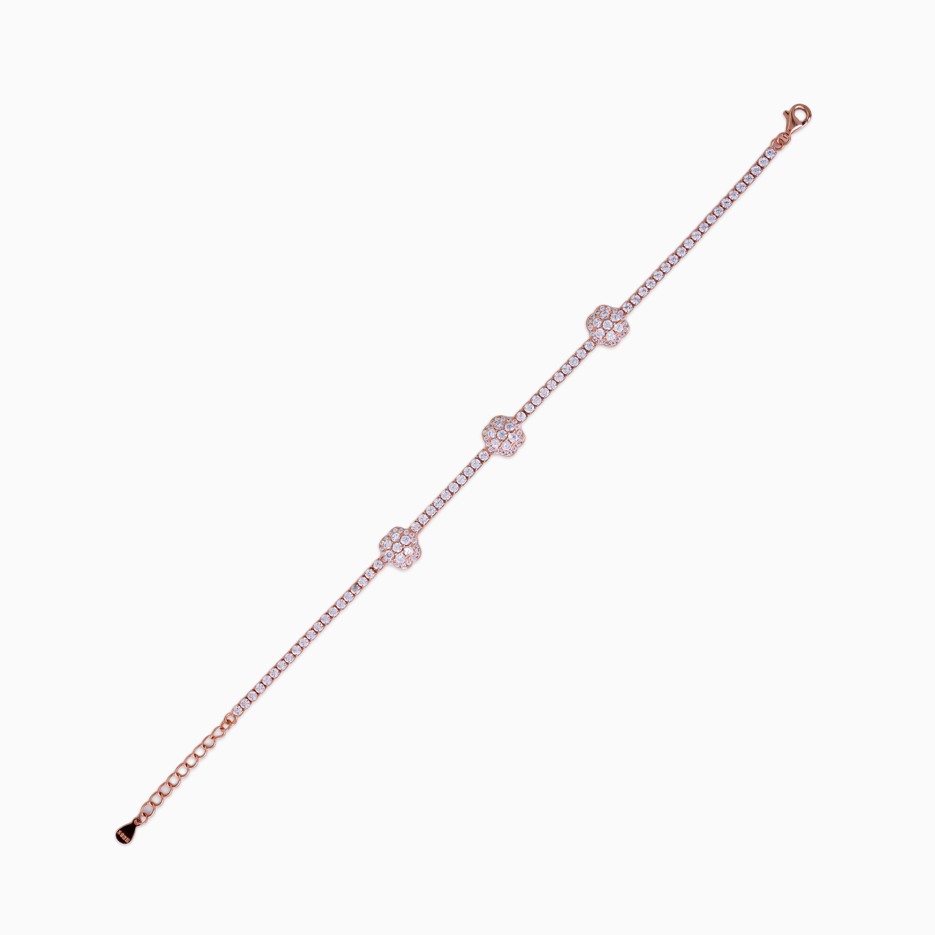 Petal Pavé Trio Tennis Bracelet