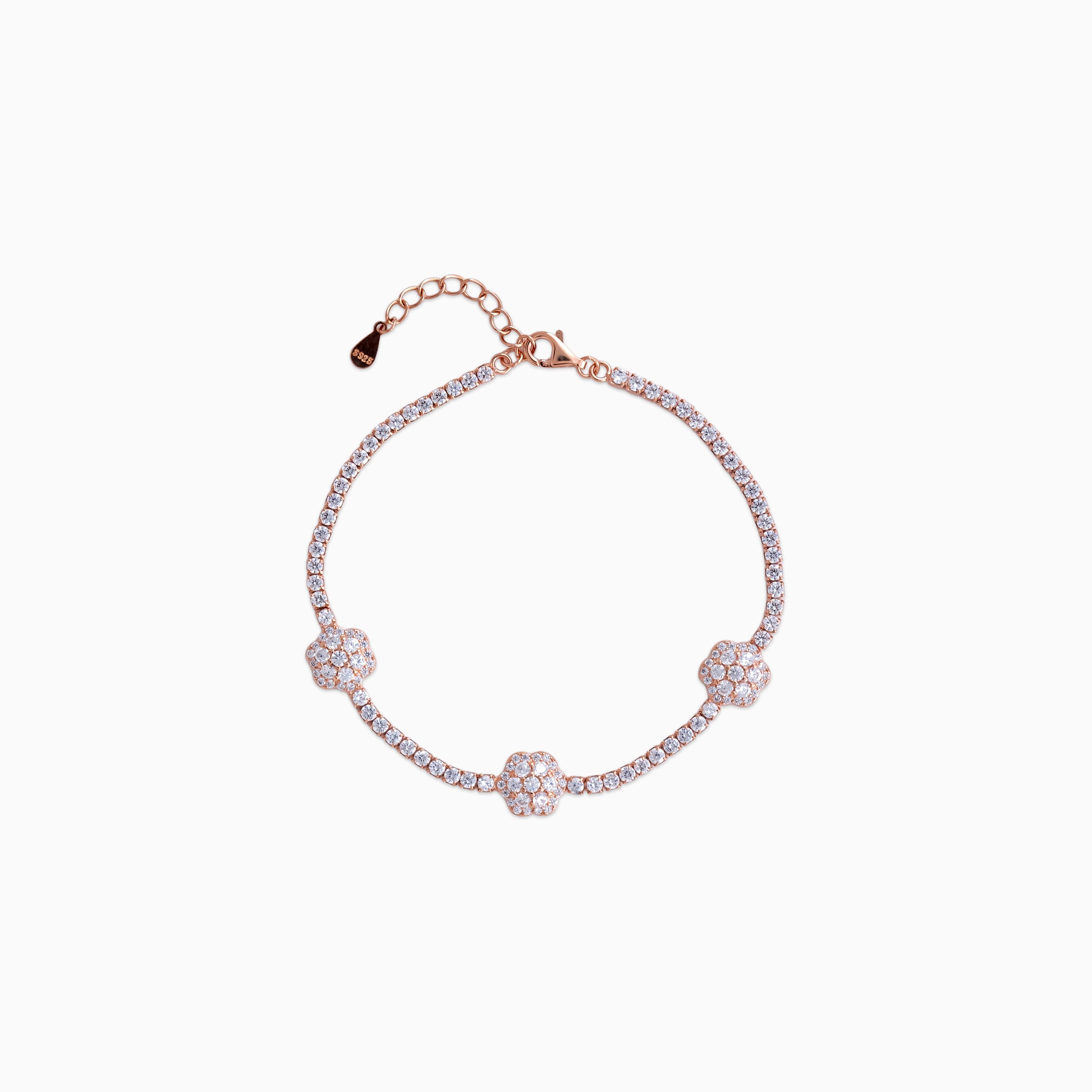 925 sterling silver, Rose Gold Bracelet , Papillon bracelet (Papillon), 17 cm