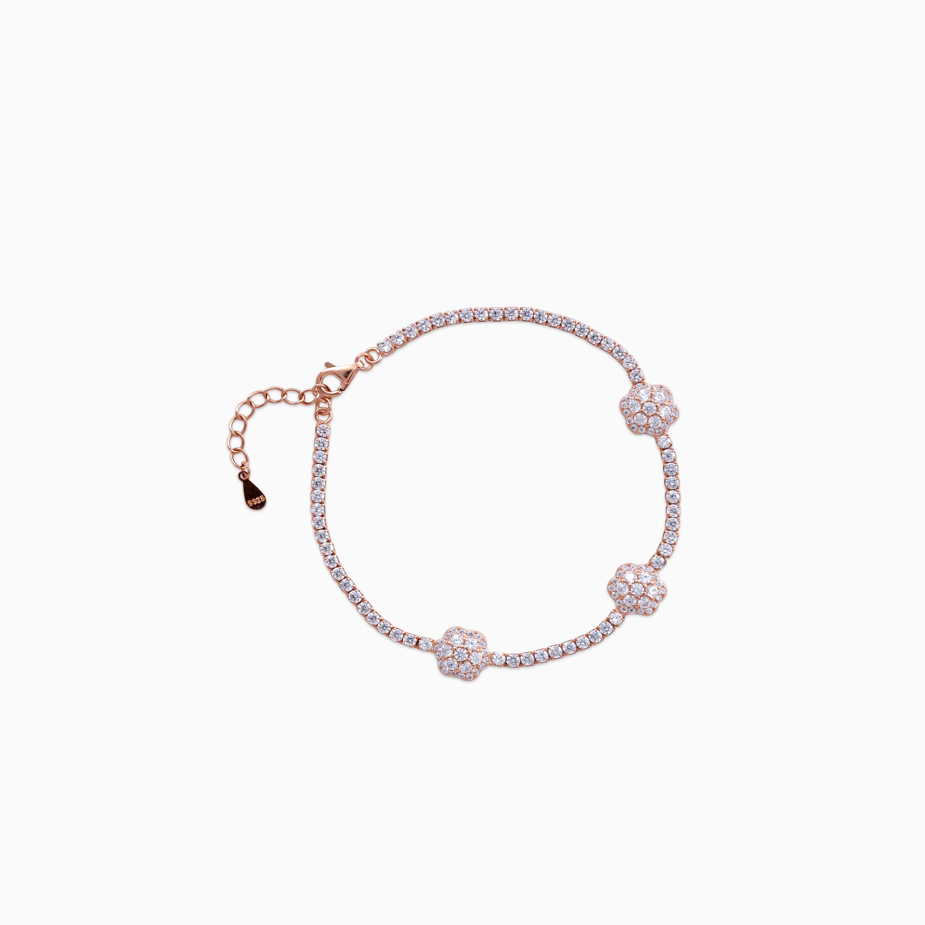 Petal Pavé Trio Tennis Bracelet
