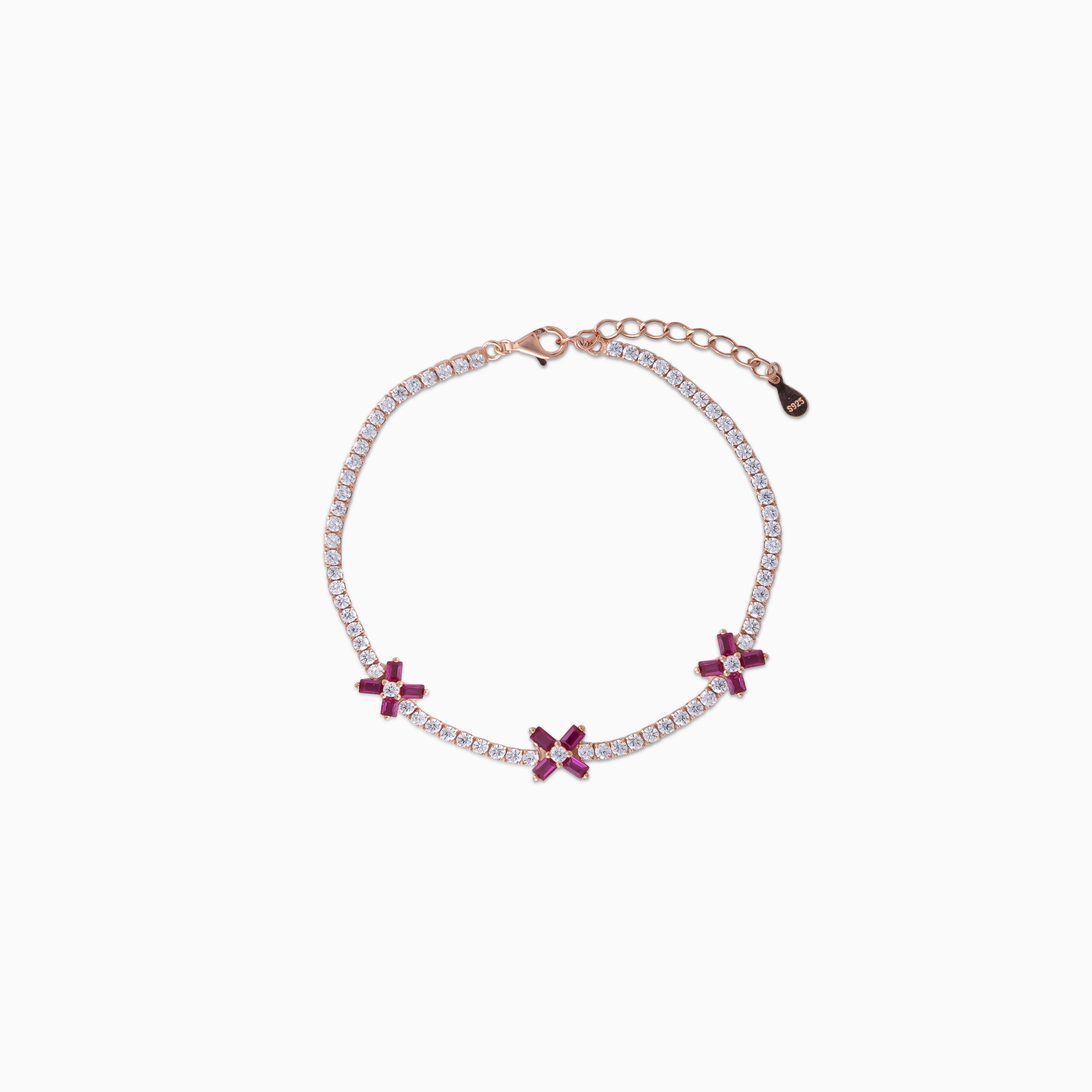 925 sterling silver, rhodium, Aurora Bloom bracelet (Aurora Bloom), 17 cm