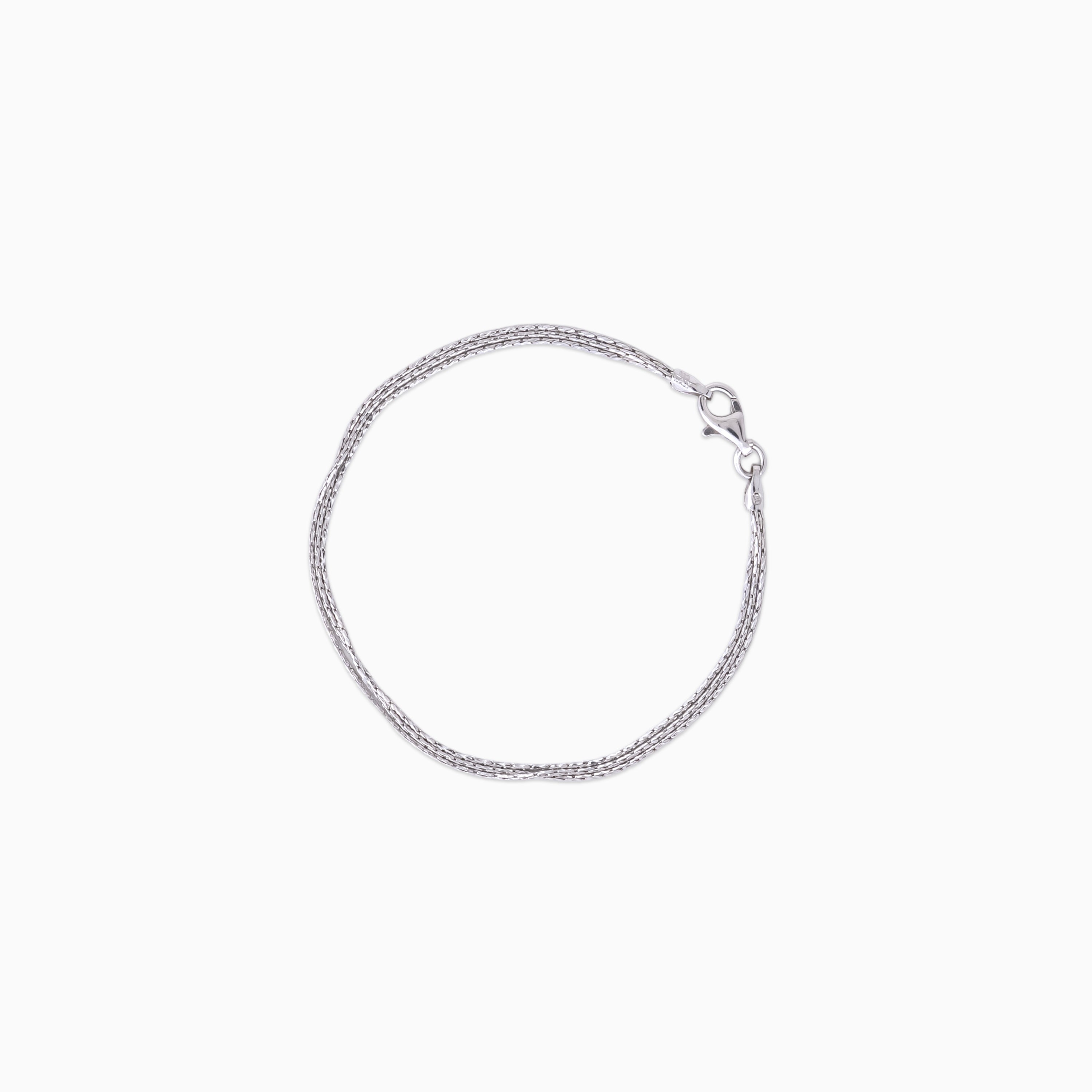 925 sterling silver, rhodium, Sleek Weave Chain Bracelet bracelet (Everyday Edge), 16 cm