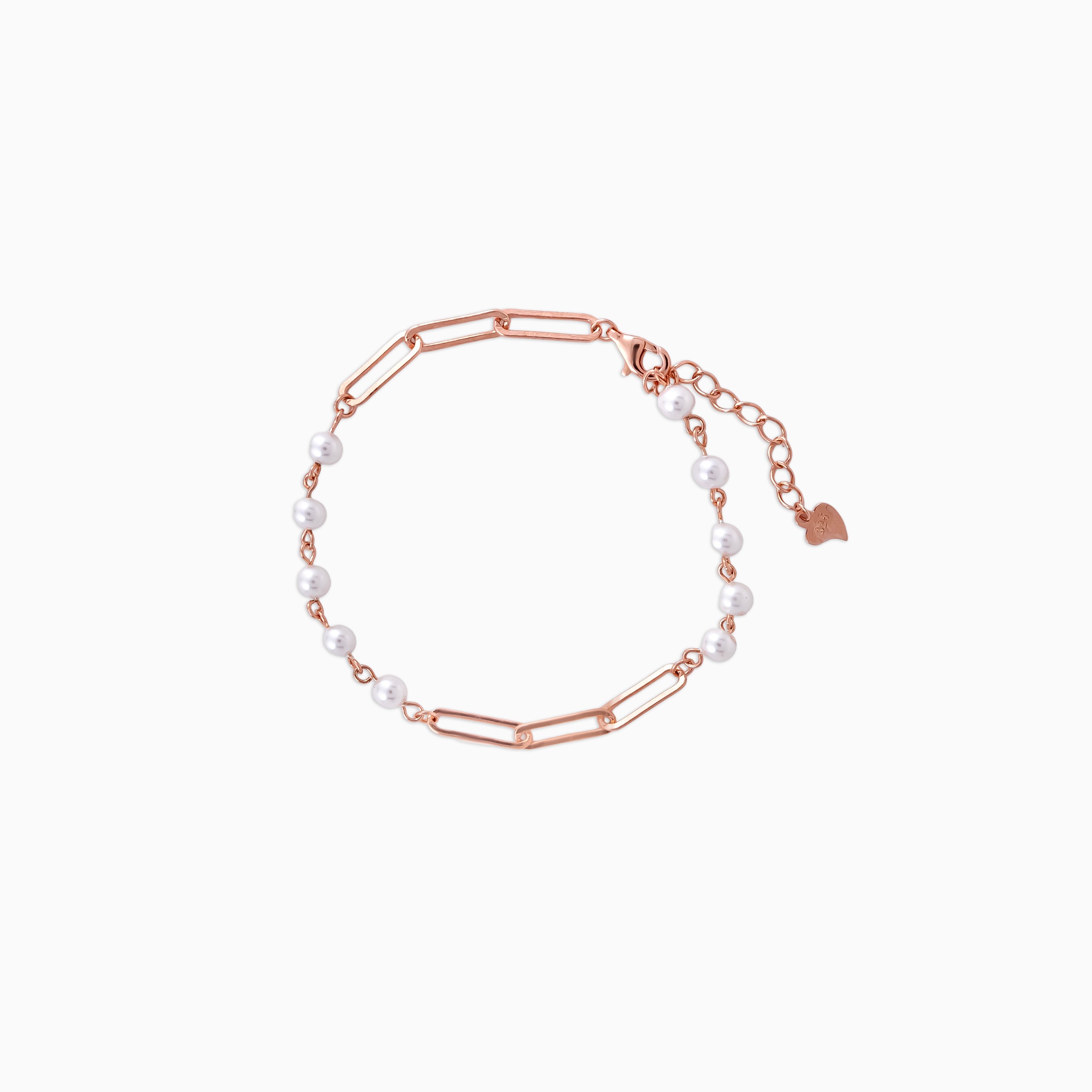 925 sterling silver, rose gold, Rose Gold Satellite Chain Bracelet bracelet (Everyday Edge), 16 cm