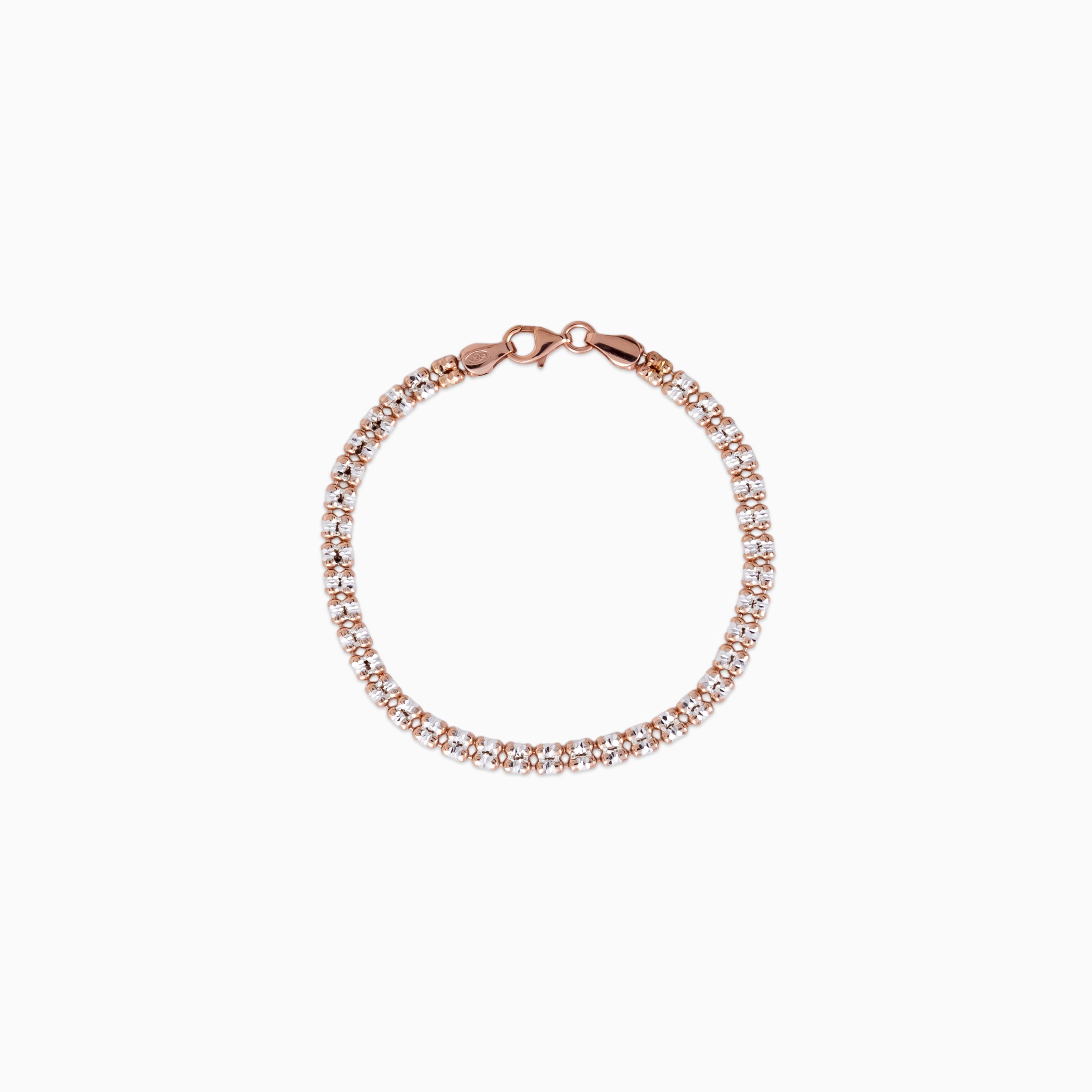 925 sterling silver, rhodium, Classic Sparkle Tennis Bracelet bracelet (Evening Sway), 17 cm, Rose Gold Bracelet