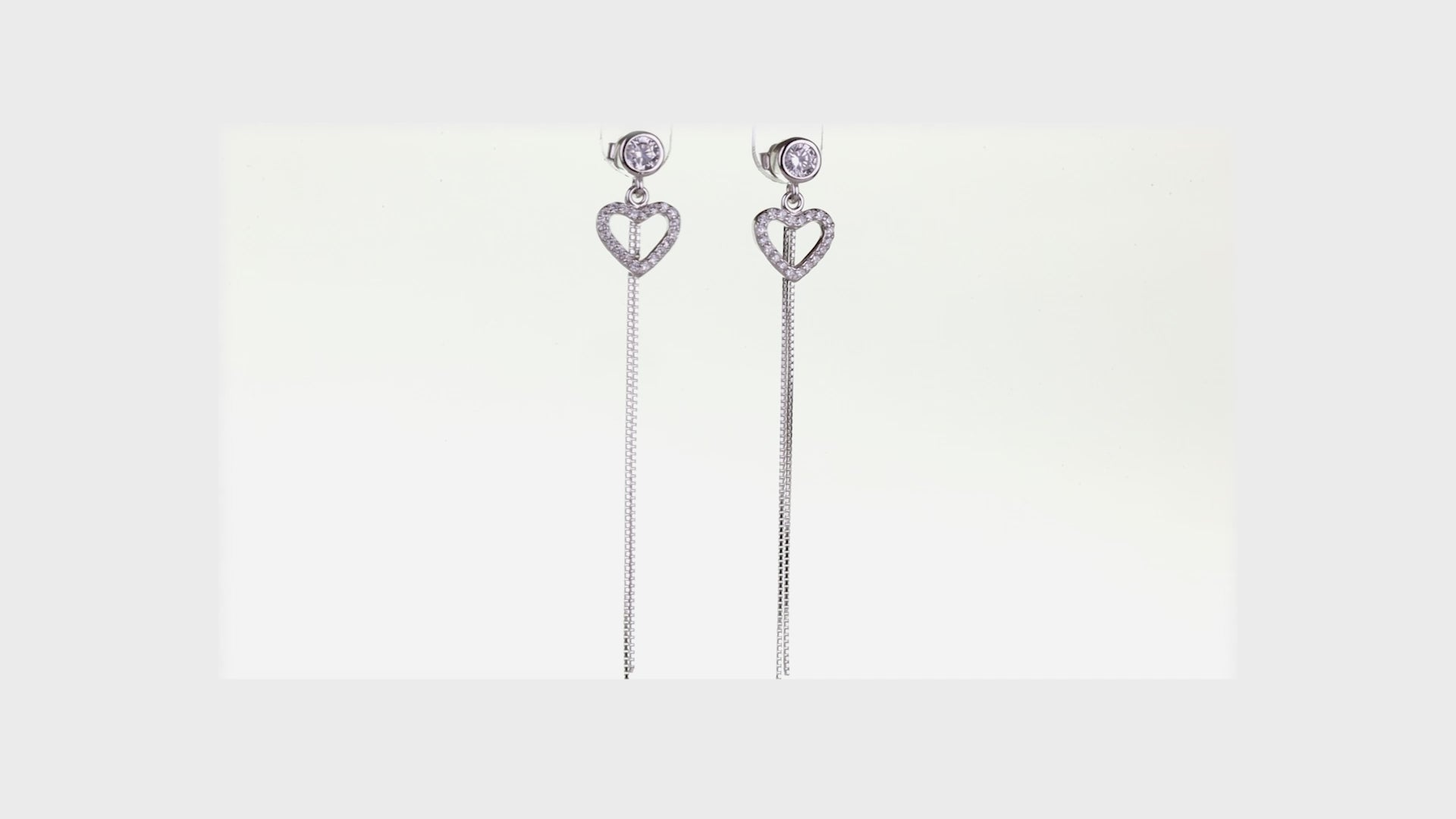 Silver Pavé Heart Chain Drops