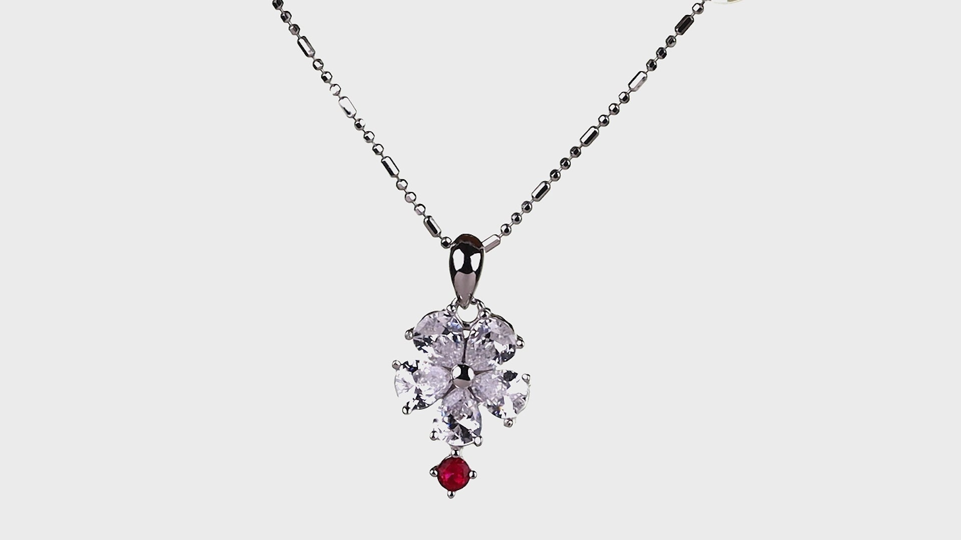 Crystal Petal Ruby Drop Necklace