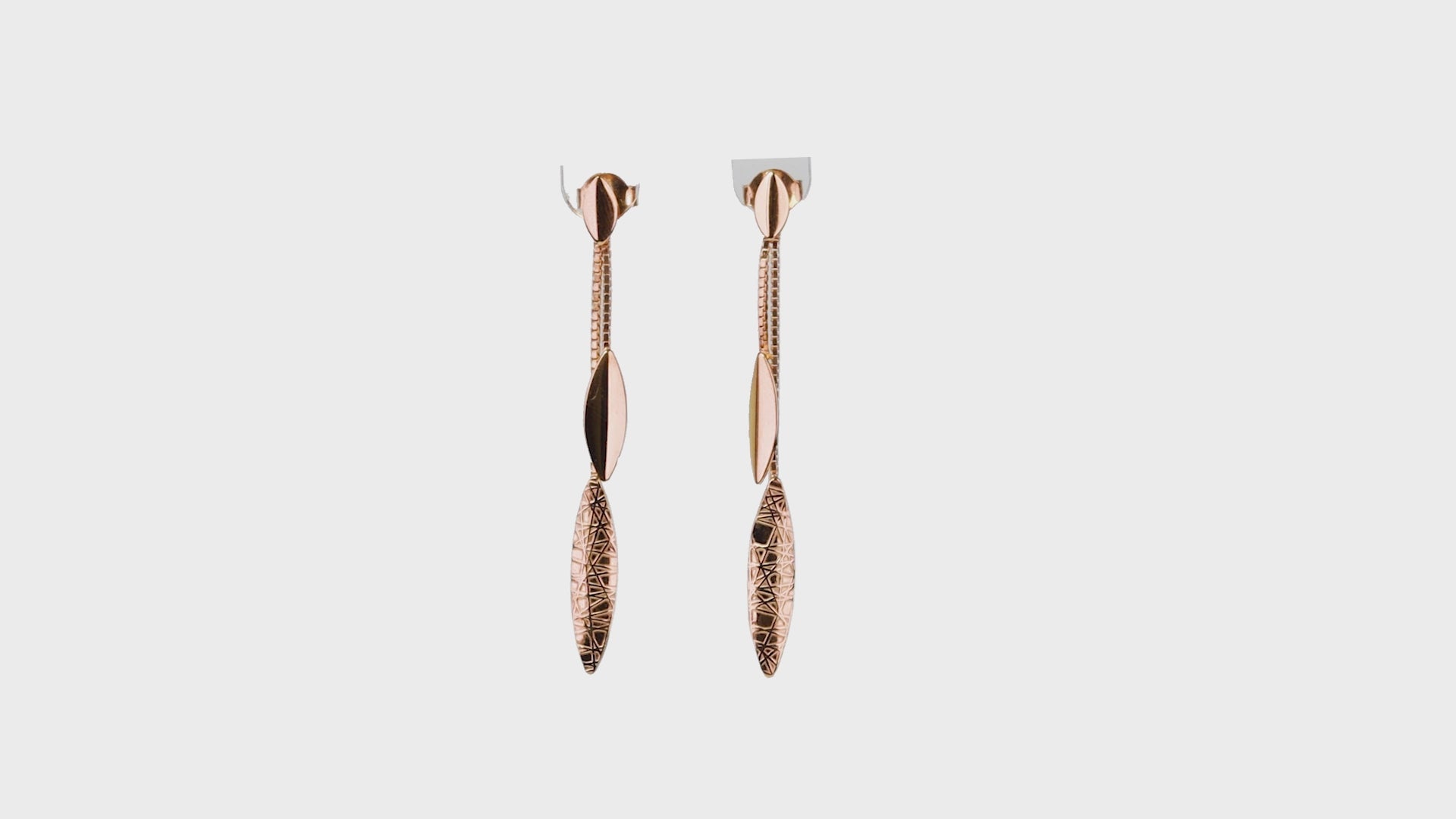 Rose gold Etched Leaf Linear Drops