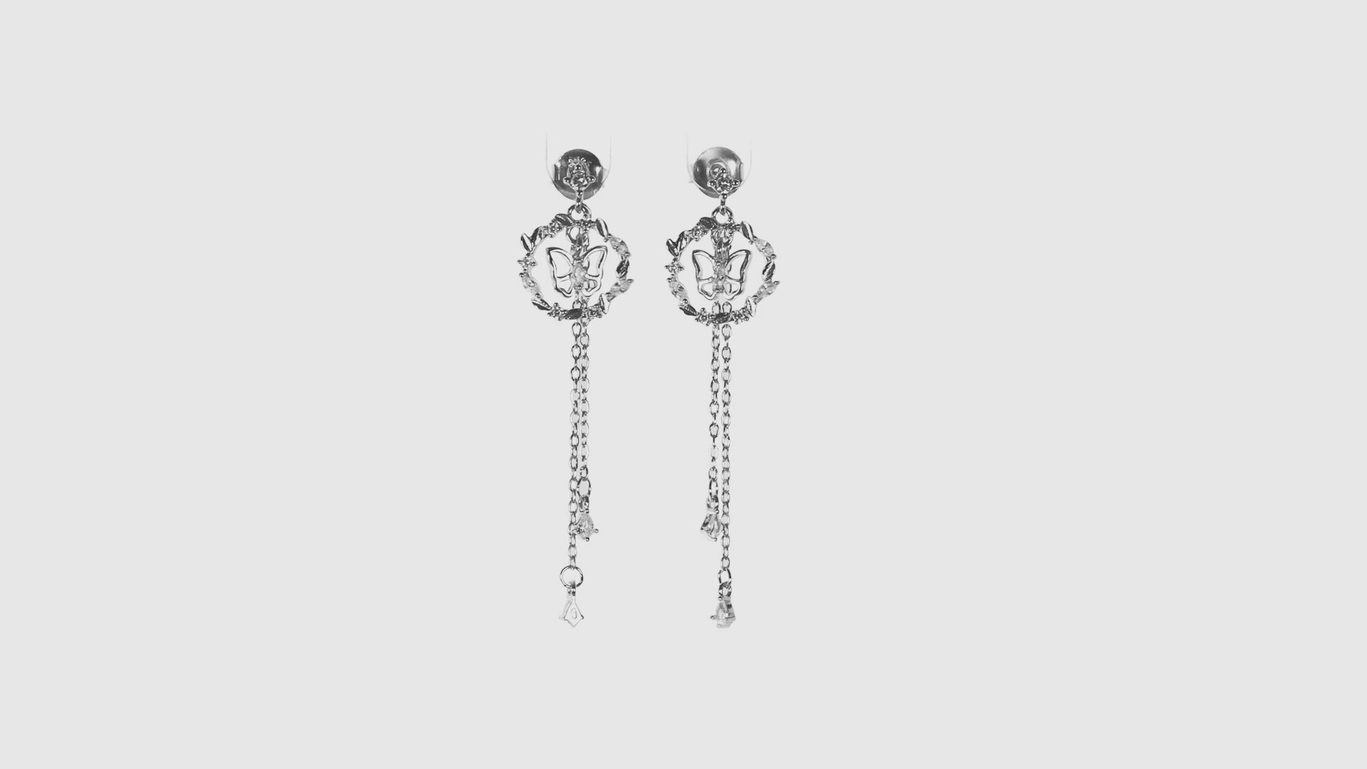 Silver Butterfly Wreath Chain Drops