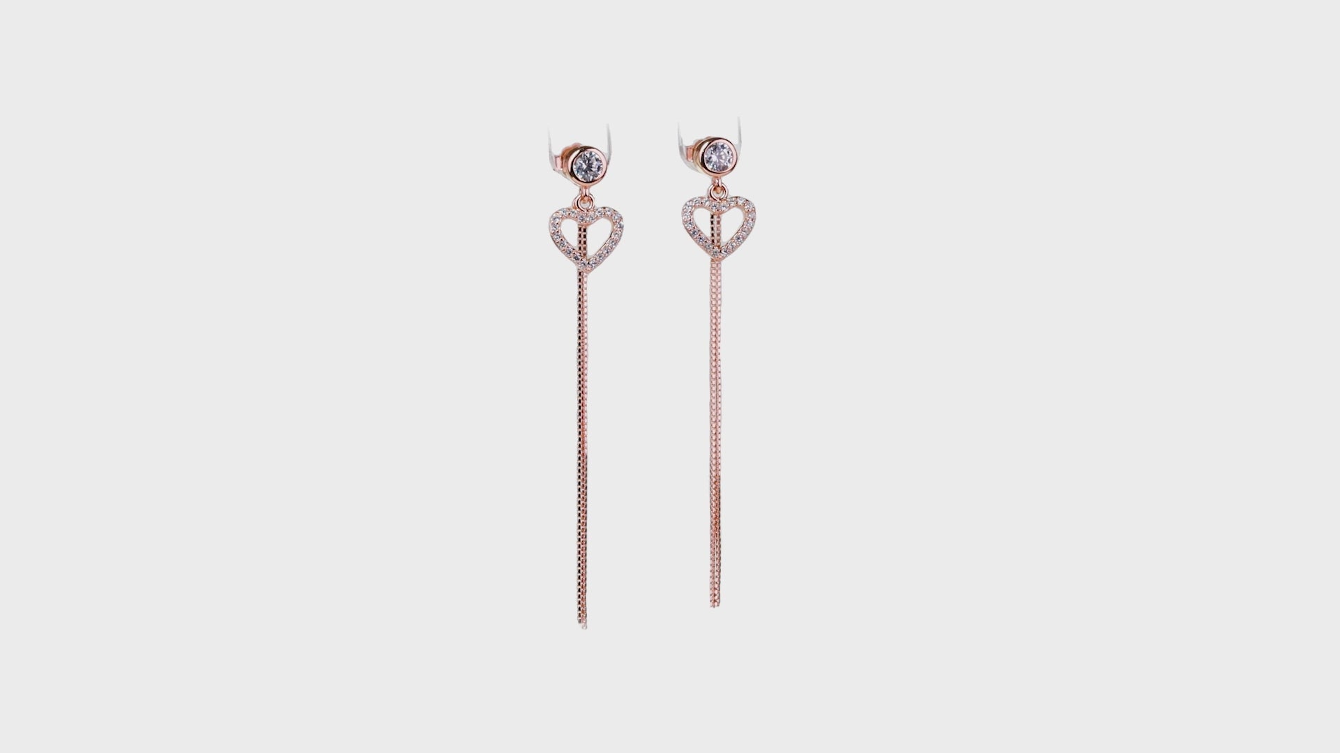 Rose gold Pavé Heart Chain Drops