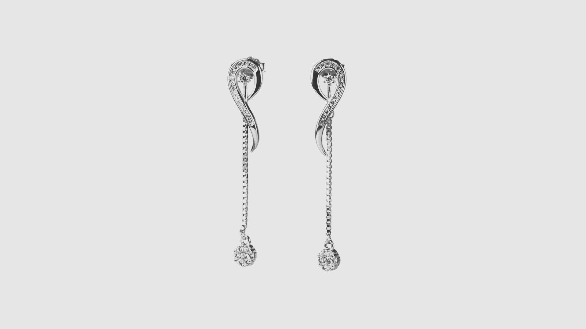Silver Swirl Chain Pavé Drops